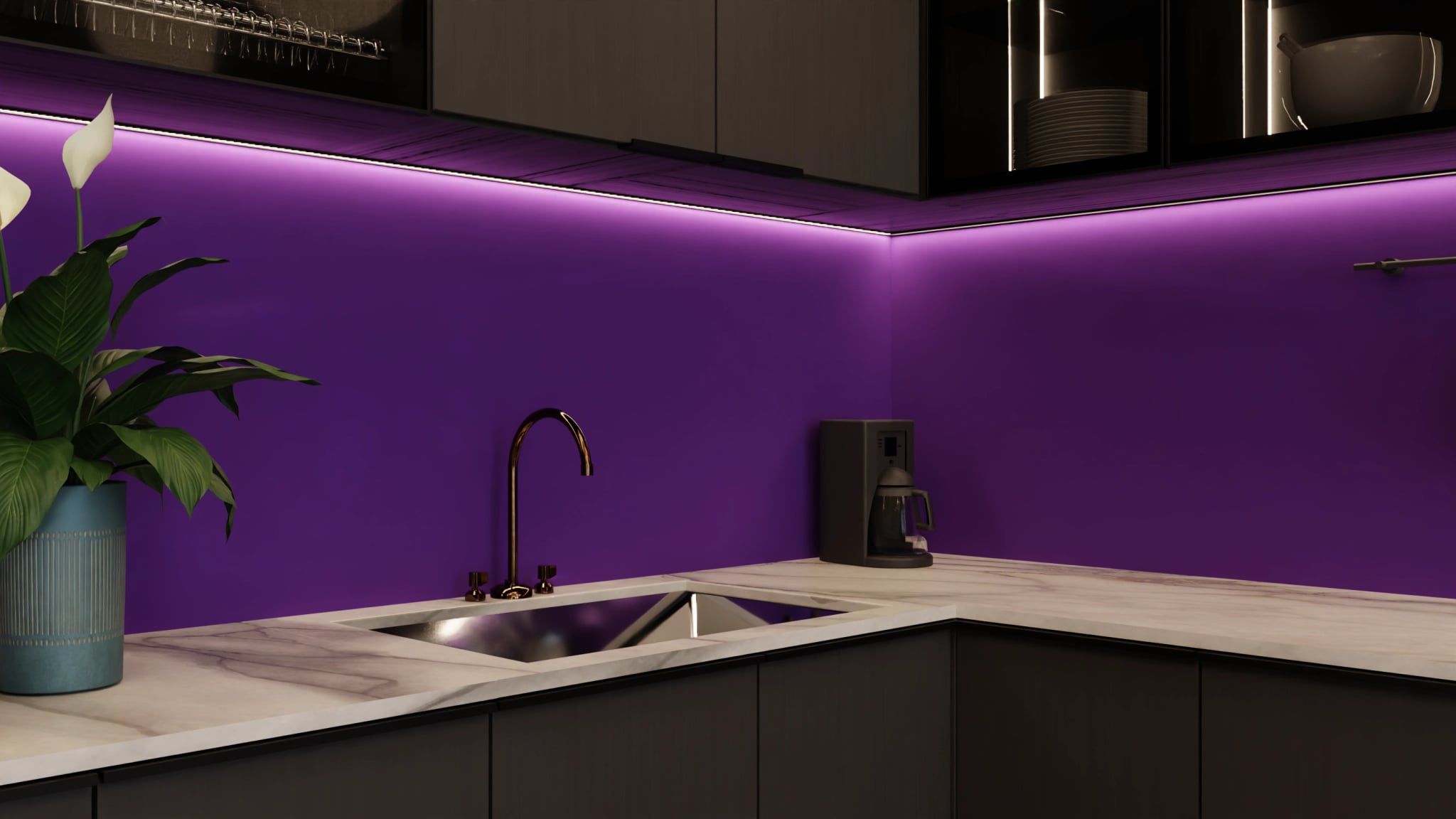 Küchenrückwand - Tiefviolett – Bild 5