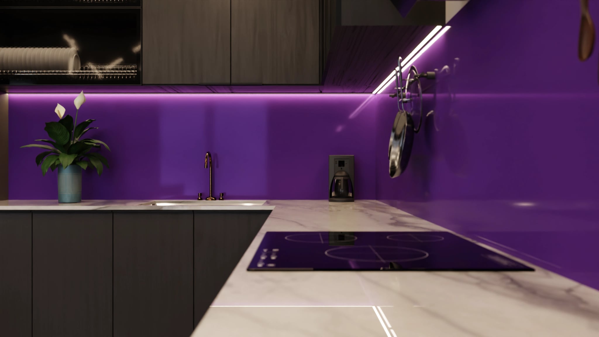 Küchenrückwand - Tiefviolett – Bild 6