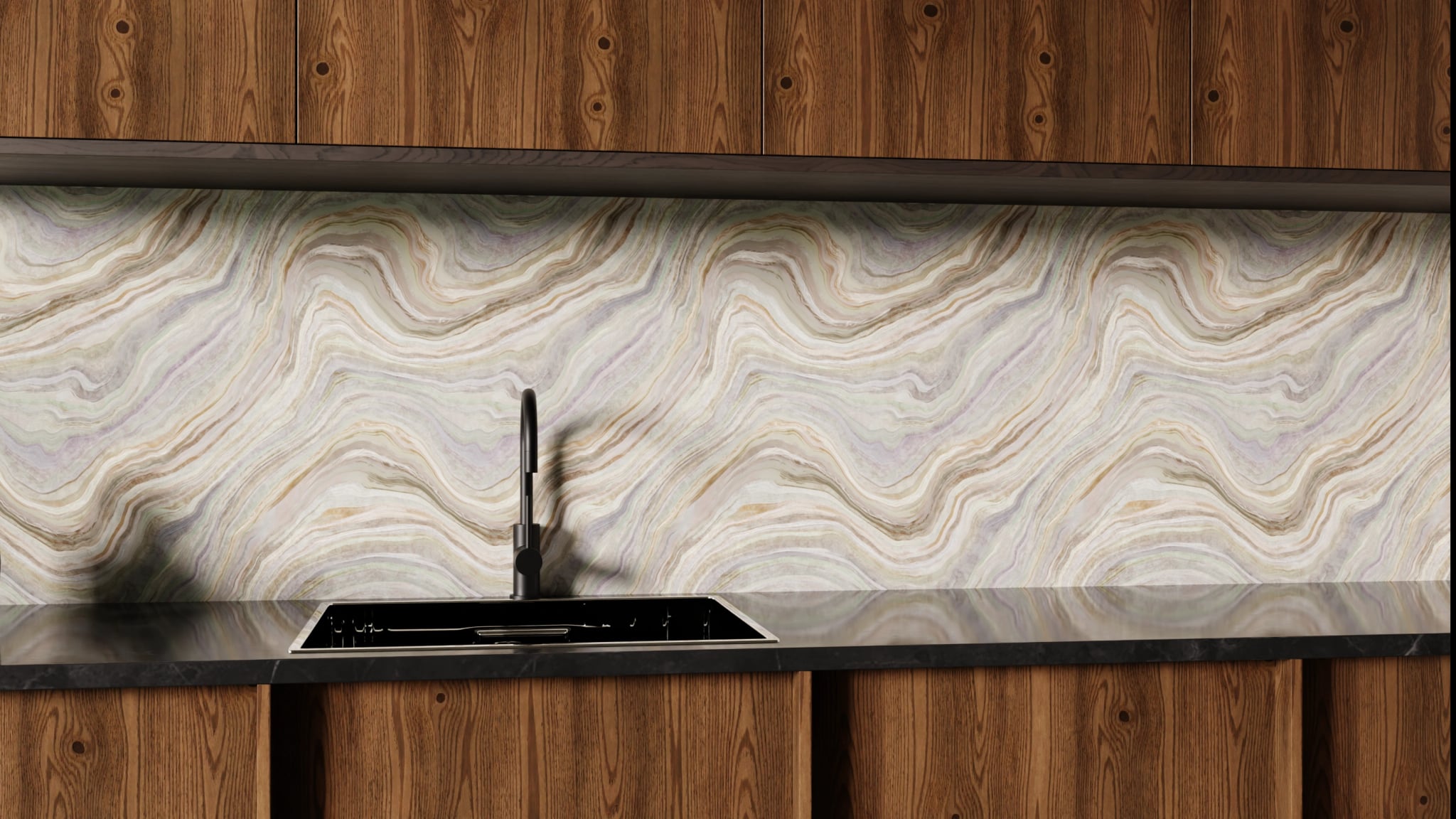 Küchenrückwand - Onyx Grau-Rosé – Bild 1