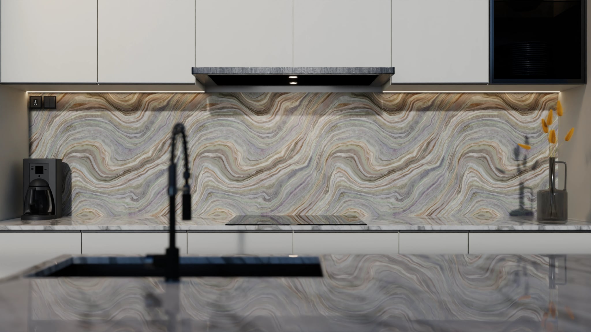 Küchenrückwand - Onyx Grau-Rosé – Bild 4