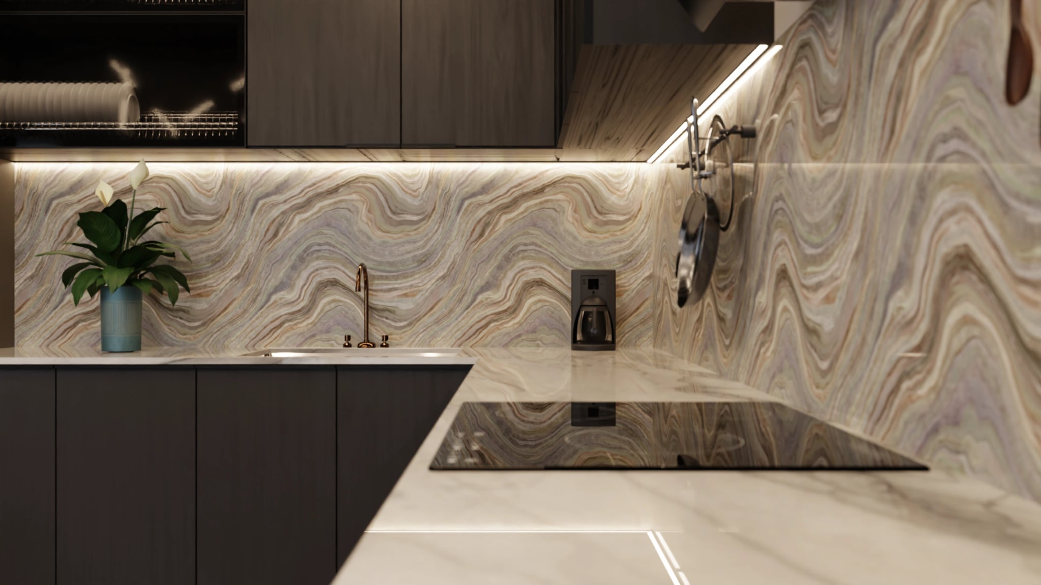 Küchenrückwand - Onyx Grau-Rosé – Bild 6