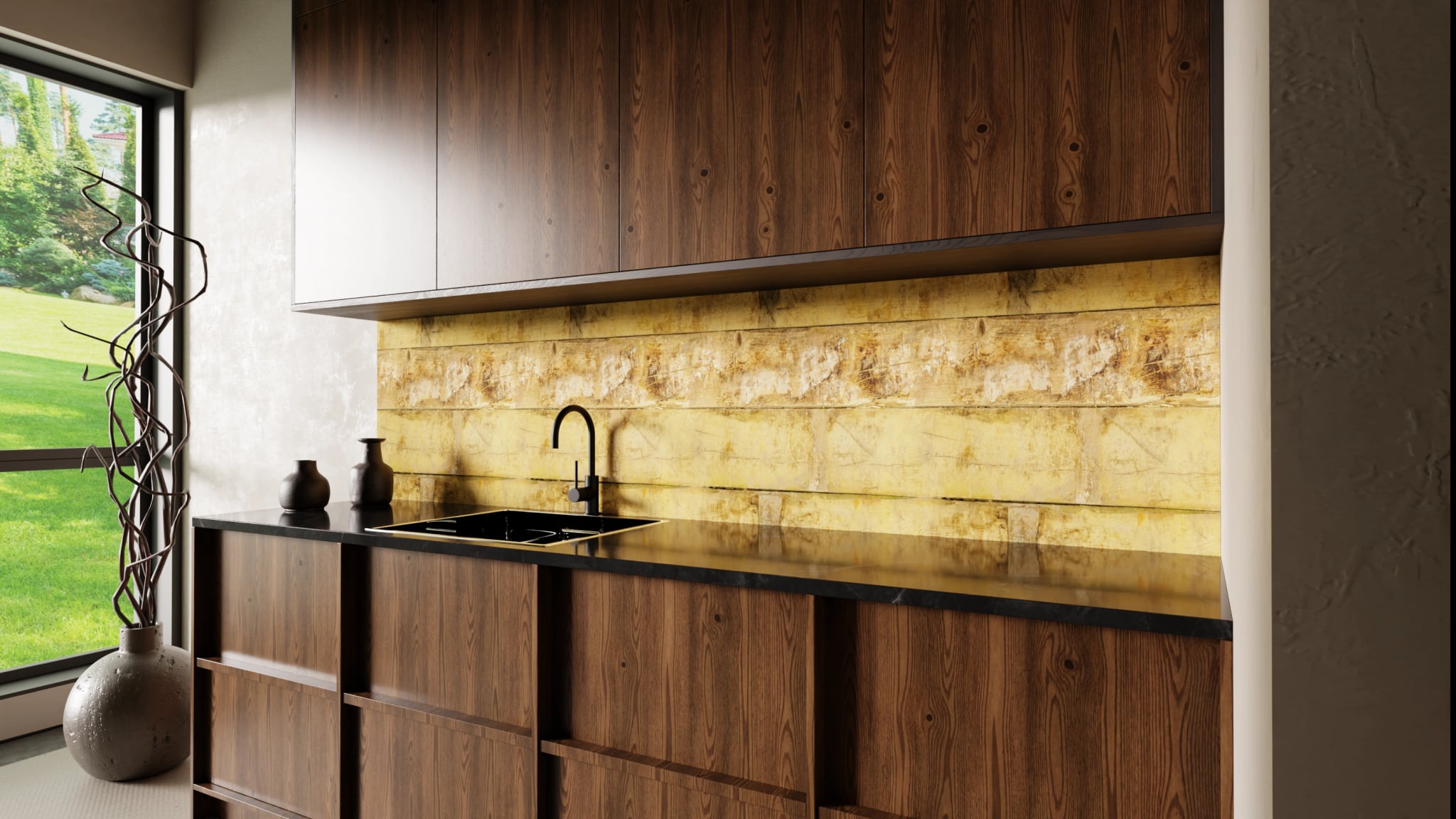 Küchenrückwand - Altholz Vintage Beige – Bild 2