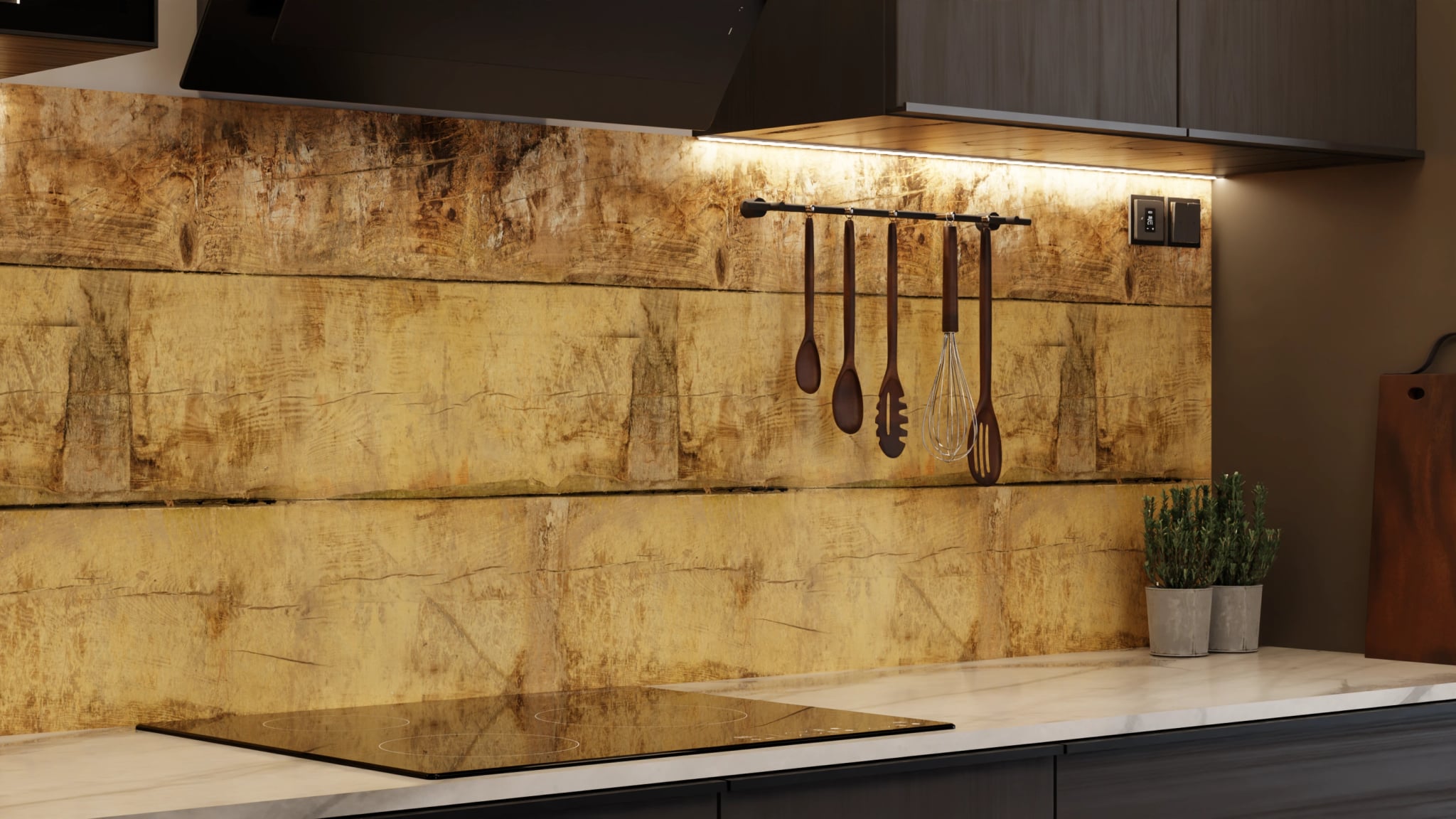 Küchenrückwand - Altholz Vintage Beige – Bild 7