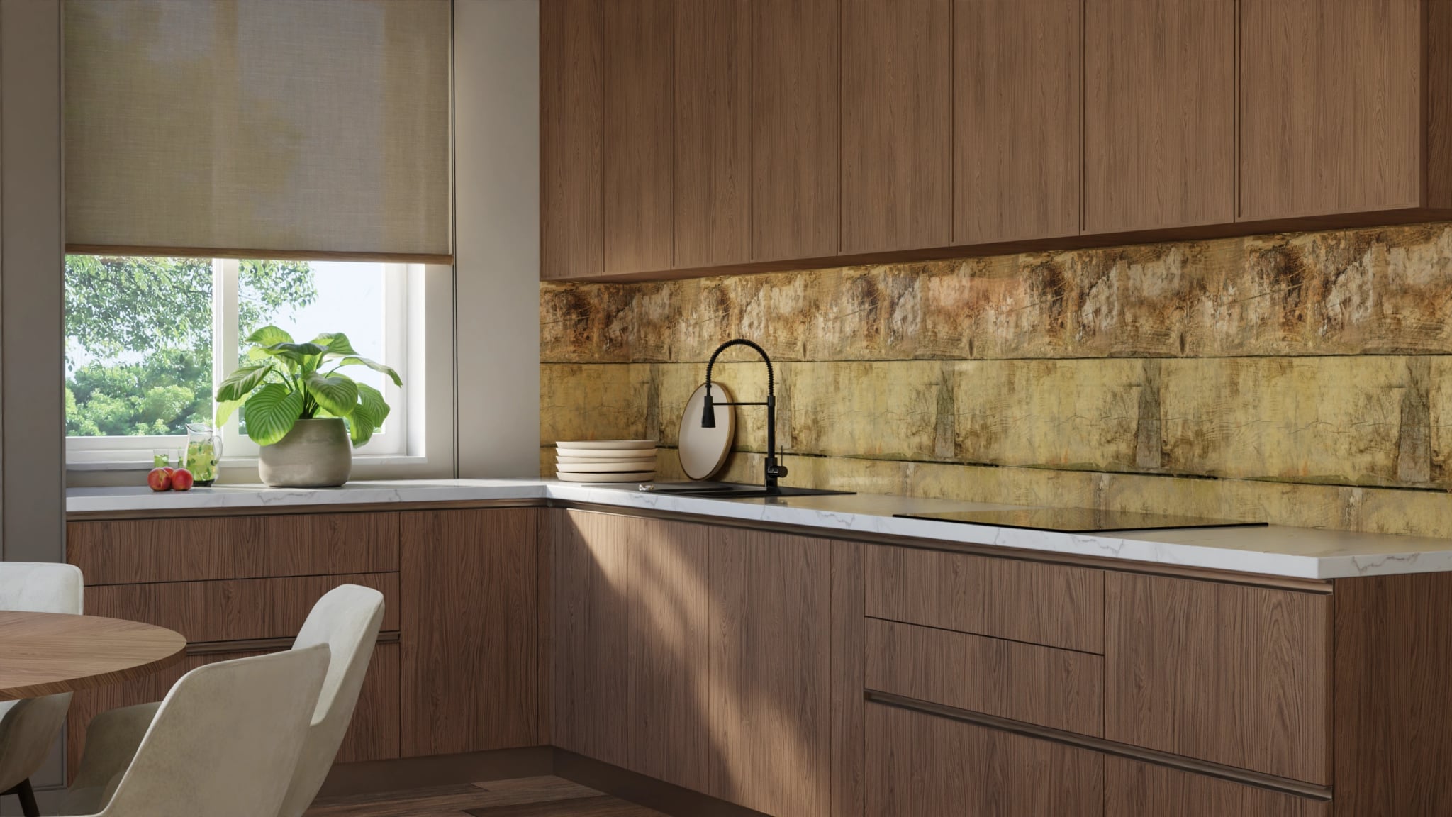 Küchenrückwand - Altholz Vintage Beige – Bild 8