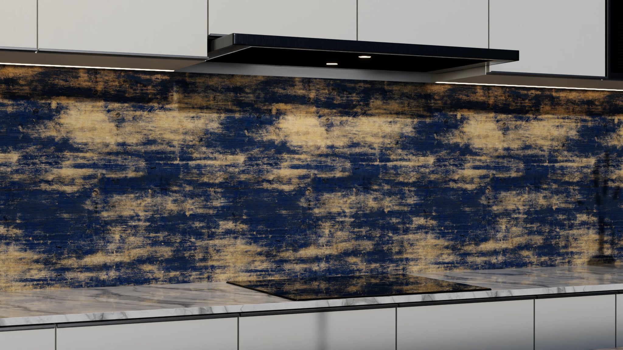 Küchenrückwand - Holz Bemalt Blau – Bild 3