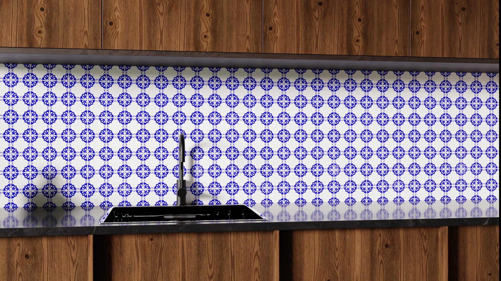 Küchenrückwand - Azulejo Sternornament Klein