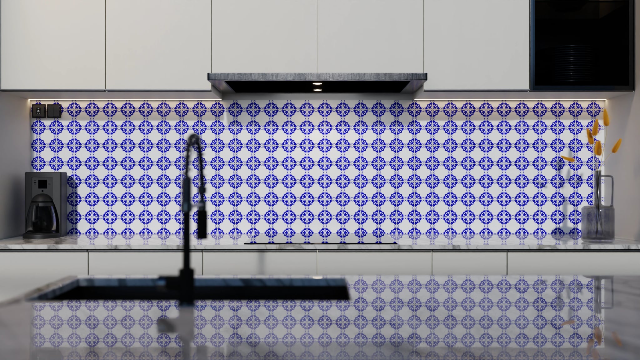 Küchenrückwand - Azulejo Sternornament Klein – Bild 4