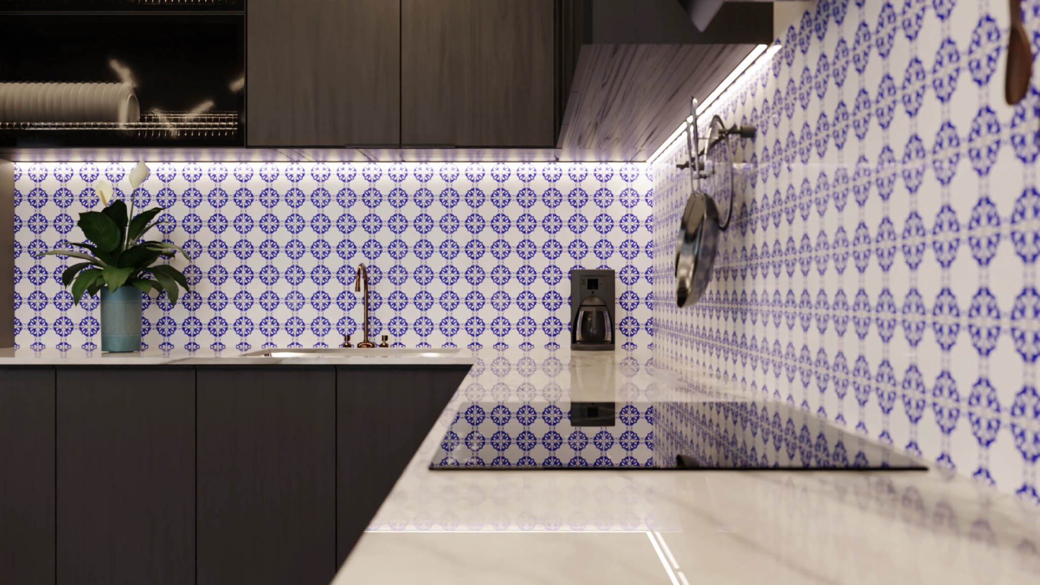Küchenrückwand - Azulejo Sternornament Klein – Bild 6