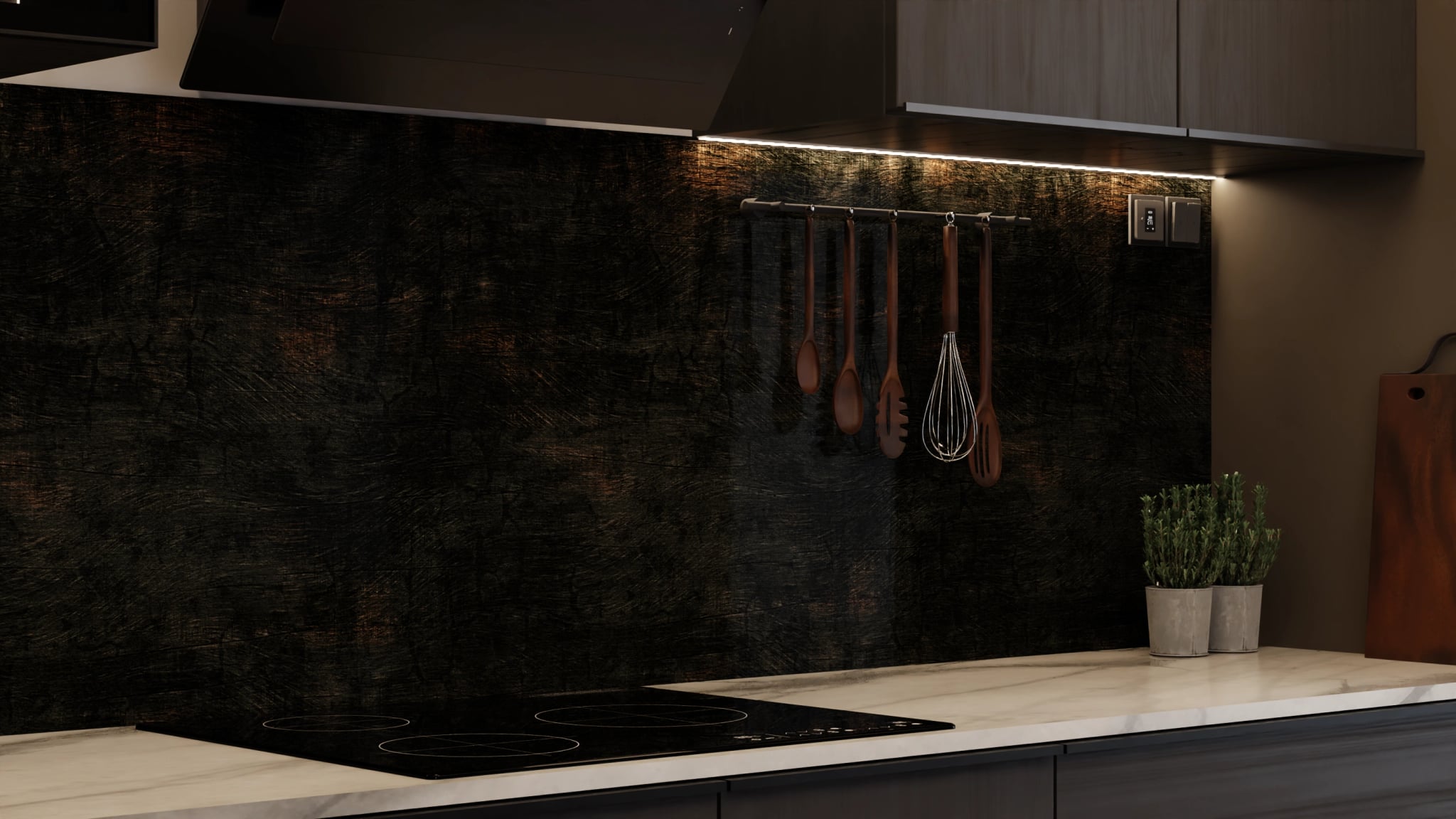 Küchenrückwand - Holz Bemalt Schwarz – Bild 7