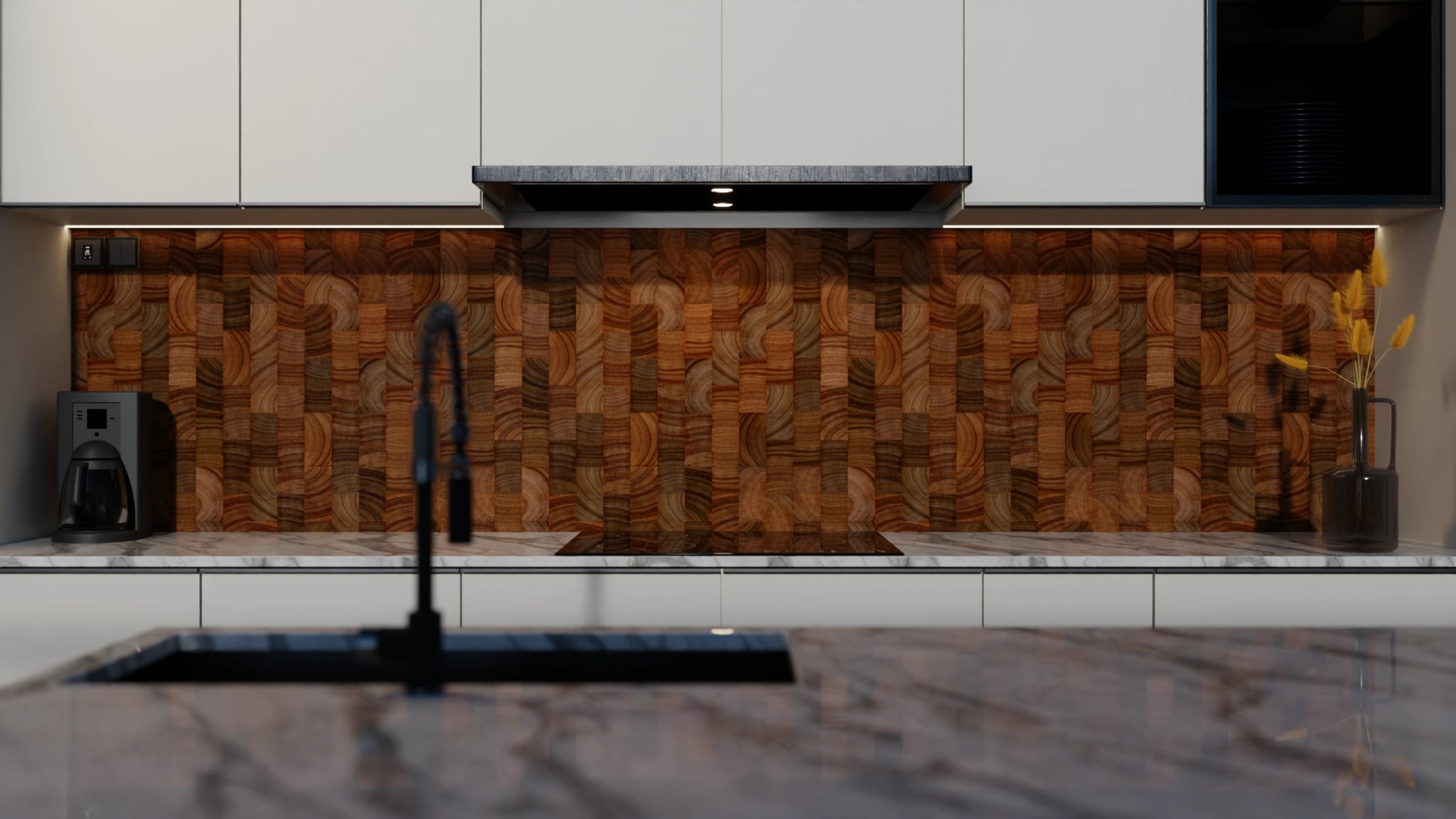 Küchenrückwand - Hirnholz Mosaik Dunkel – Bild 4