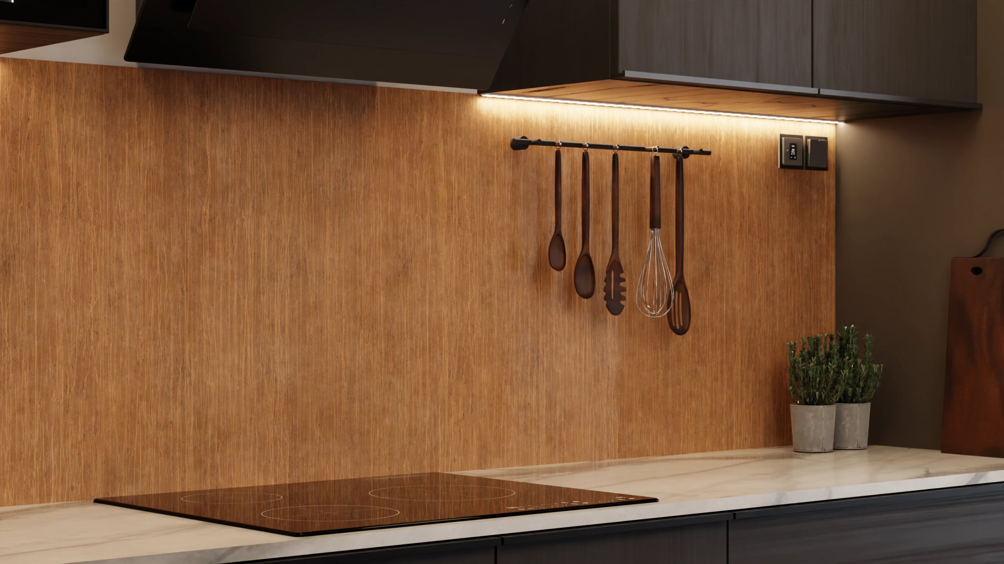 Küchenrückwand - Holz Teak Kupfer – Bild 7