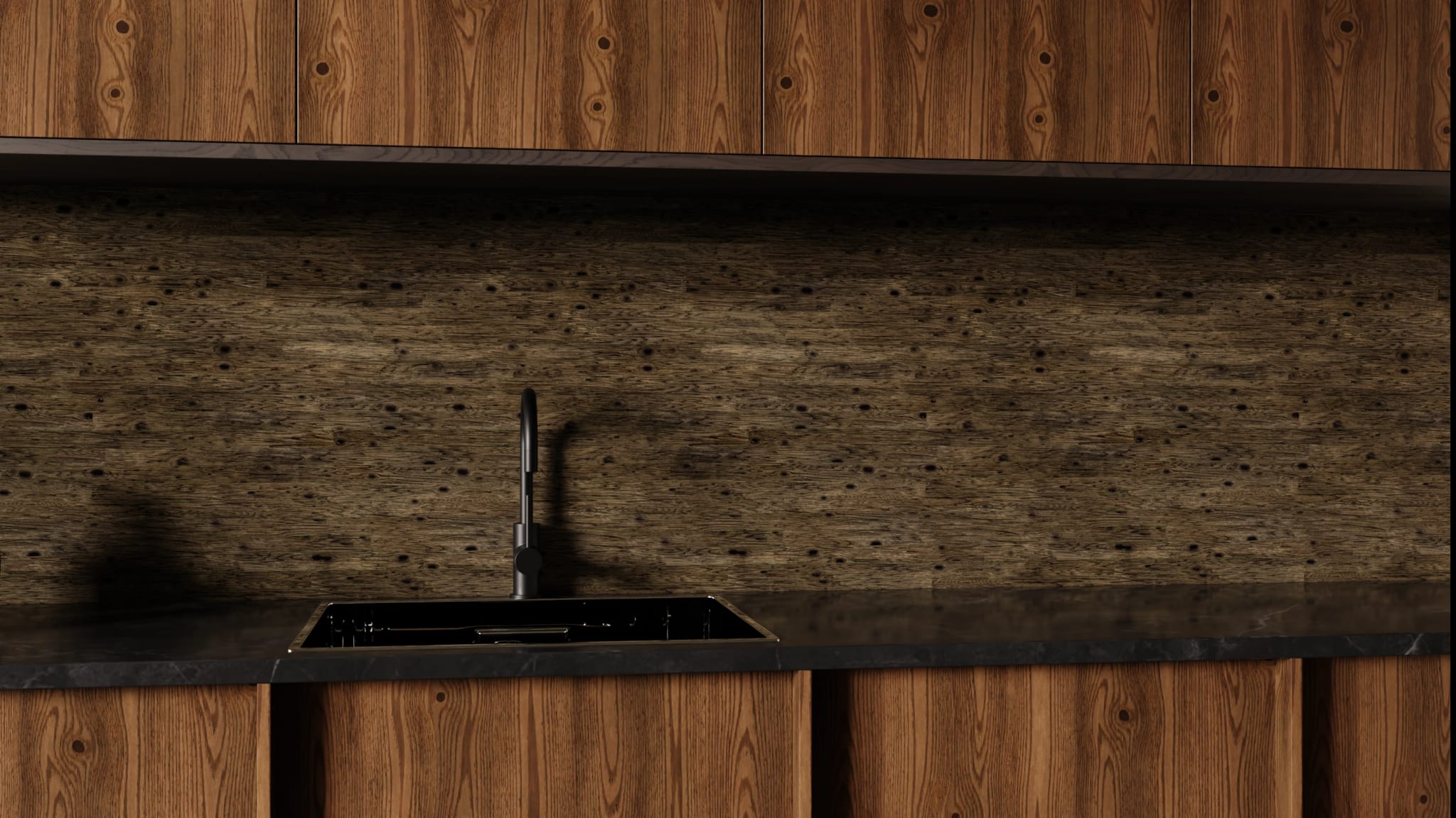 Küchenrückwand - Holz Planken Dunkel