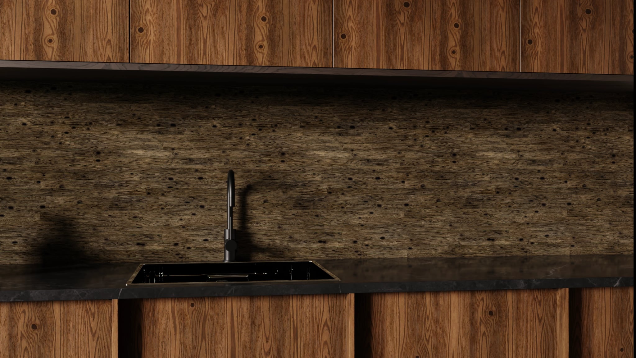 Küchenrückwand - Holz Planken Dunkel – Bild 1
