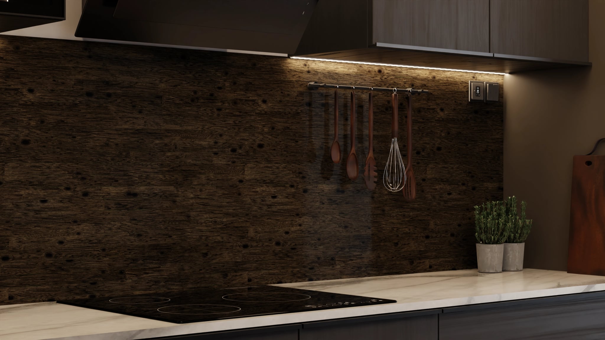 Küchenrückwand - Holz Planken Dunkel – Bild 7