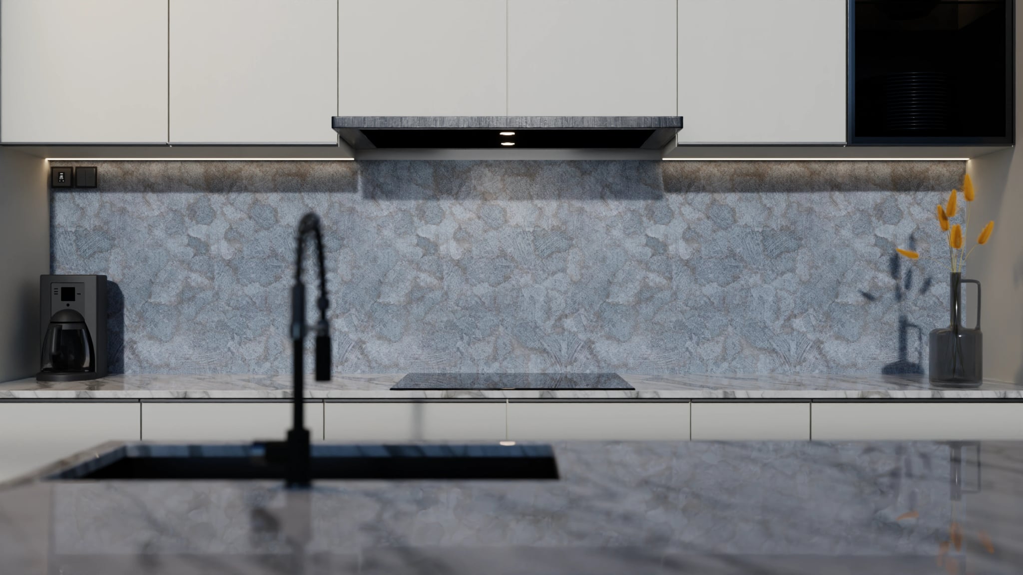Küchenrückwand - Beton Blaugrau Strukturiert – Bild 4