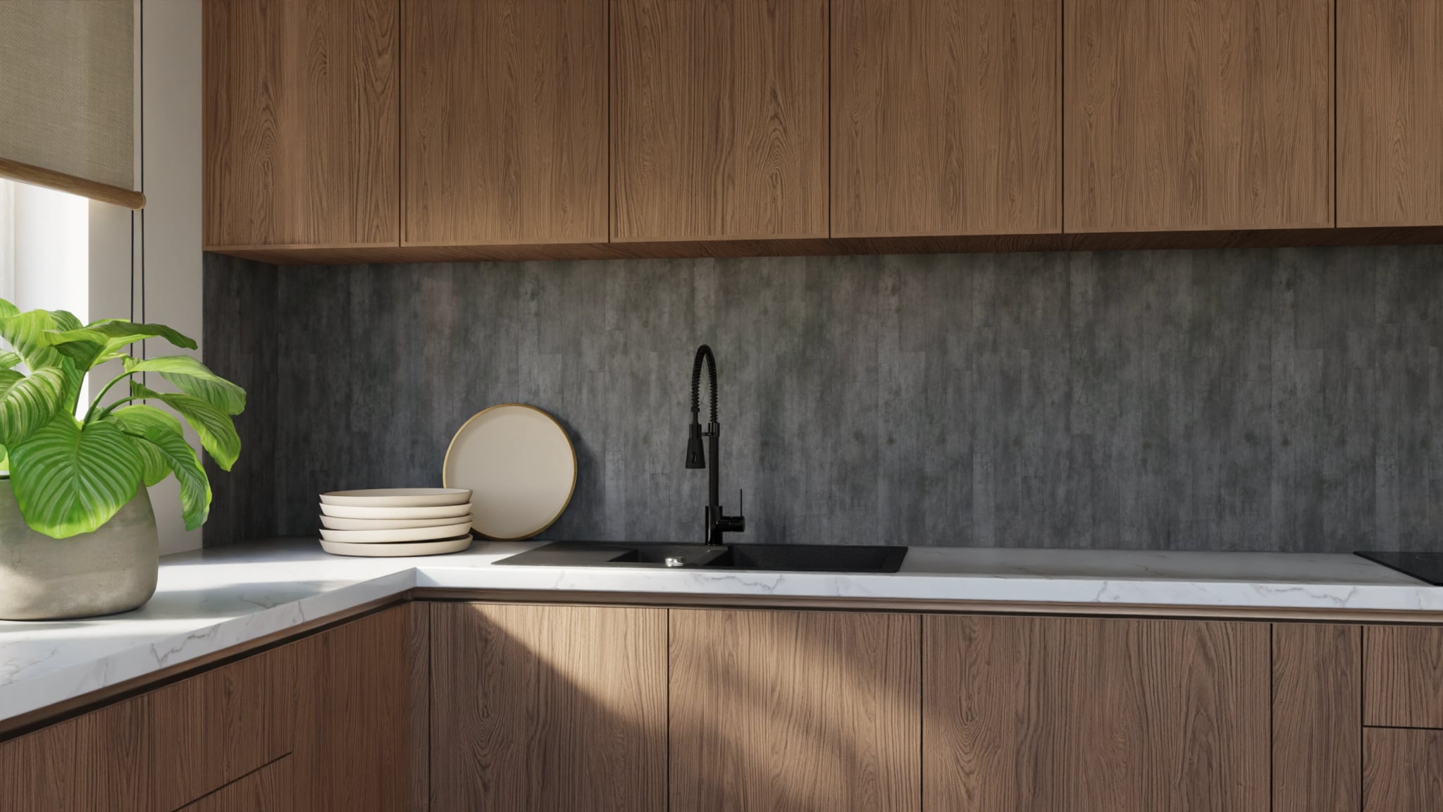 Küchenrückwand - Beton Tafel Dunkel – Bild 9