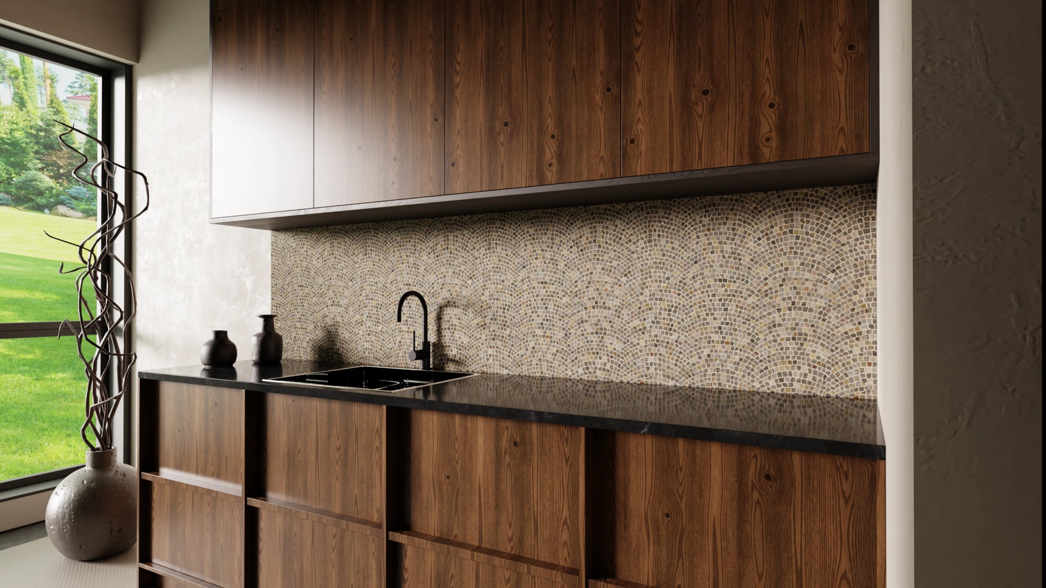 Küchenrückwand - Pflastermosaik Fächer – Bild 2