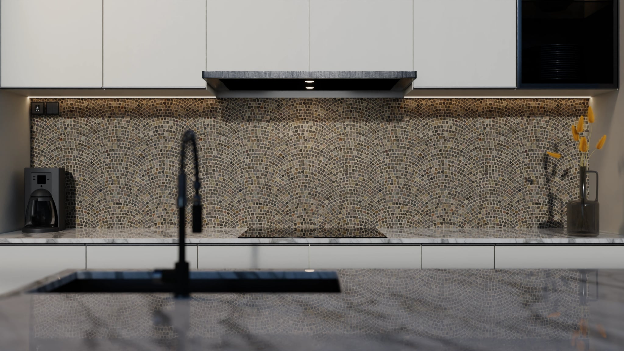 Küchenrückwand - Pflastermosaik Fächer – Bild 4