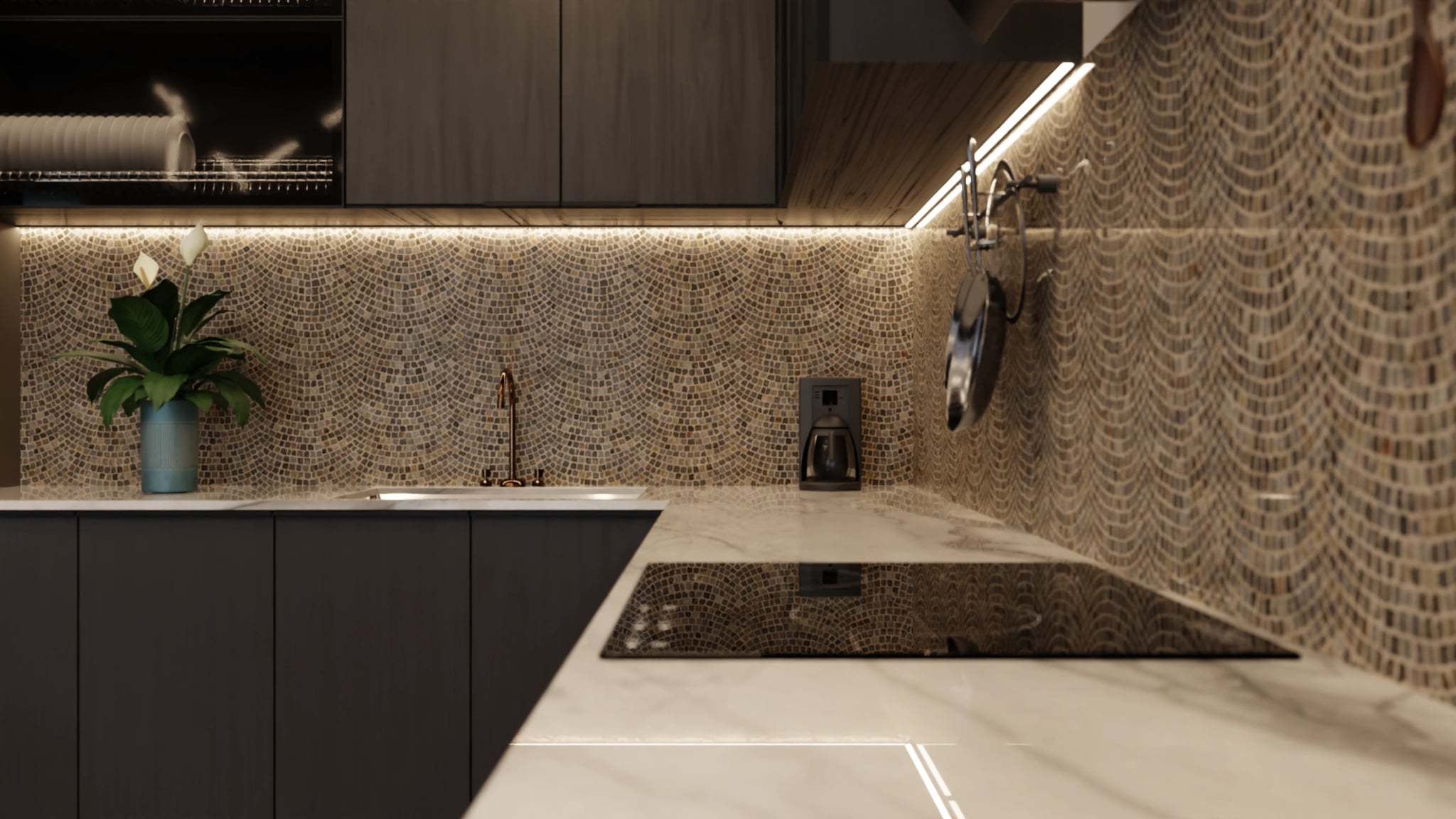 Küchenrückwand - Pflastermosaik Fächer – Bild 6
