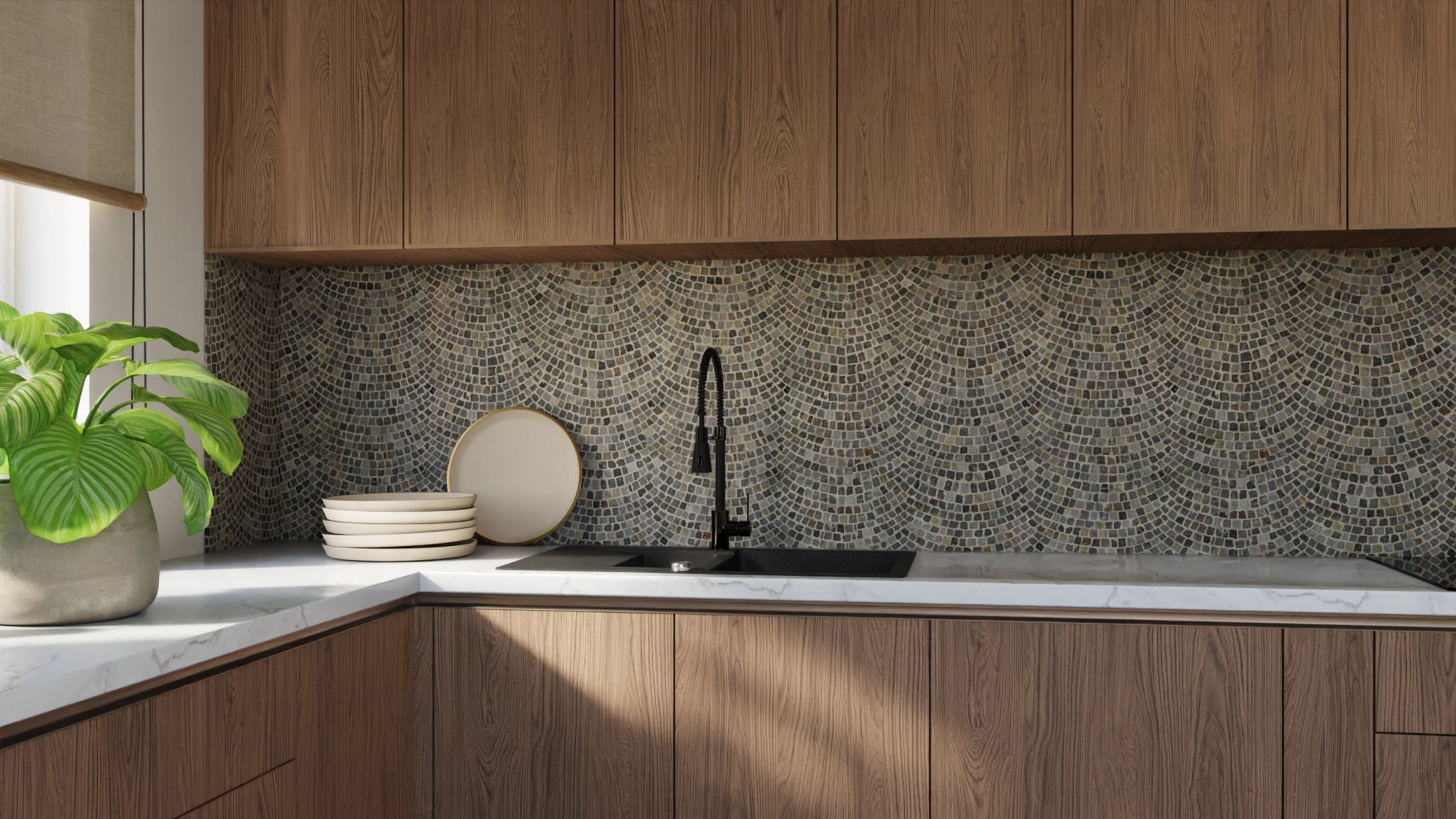 Küchenrückwand - Pflastermosaik Fächer – Bild 9