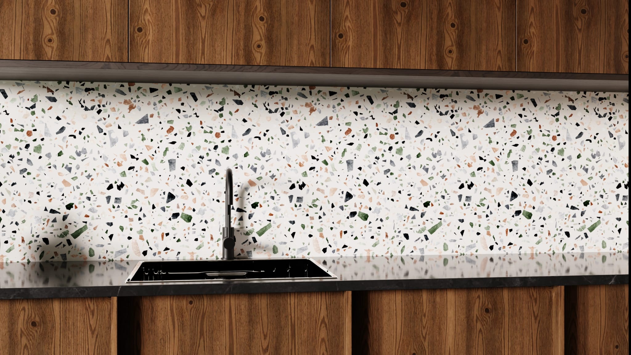 Küchenrückwand - Terrazzo Waldgrün