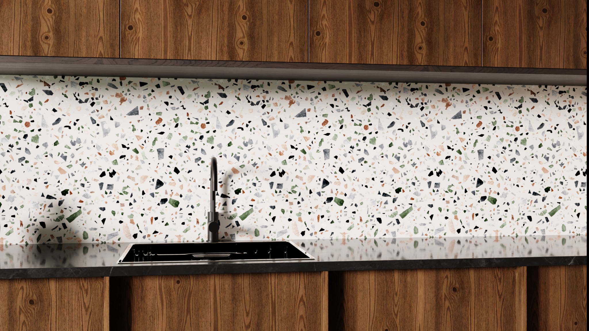 Küchenrückwand - Terrazzo Waldgrün – Bild 1