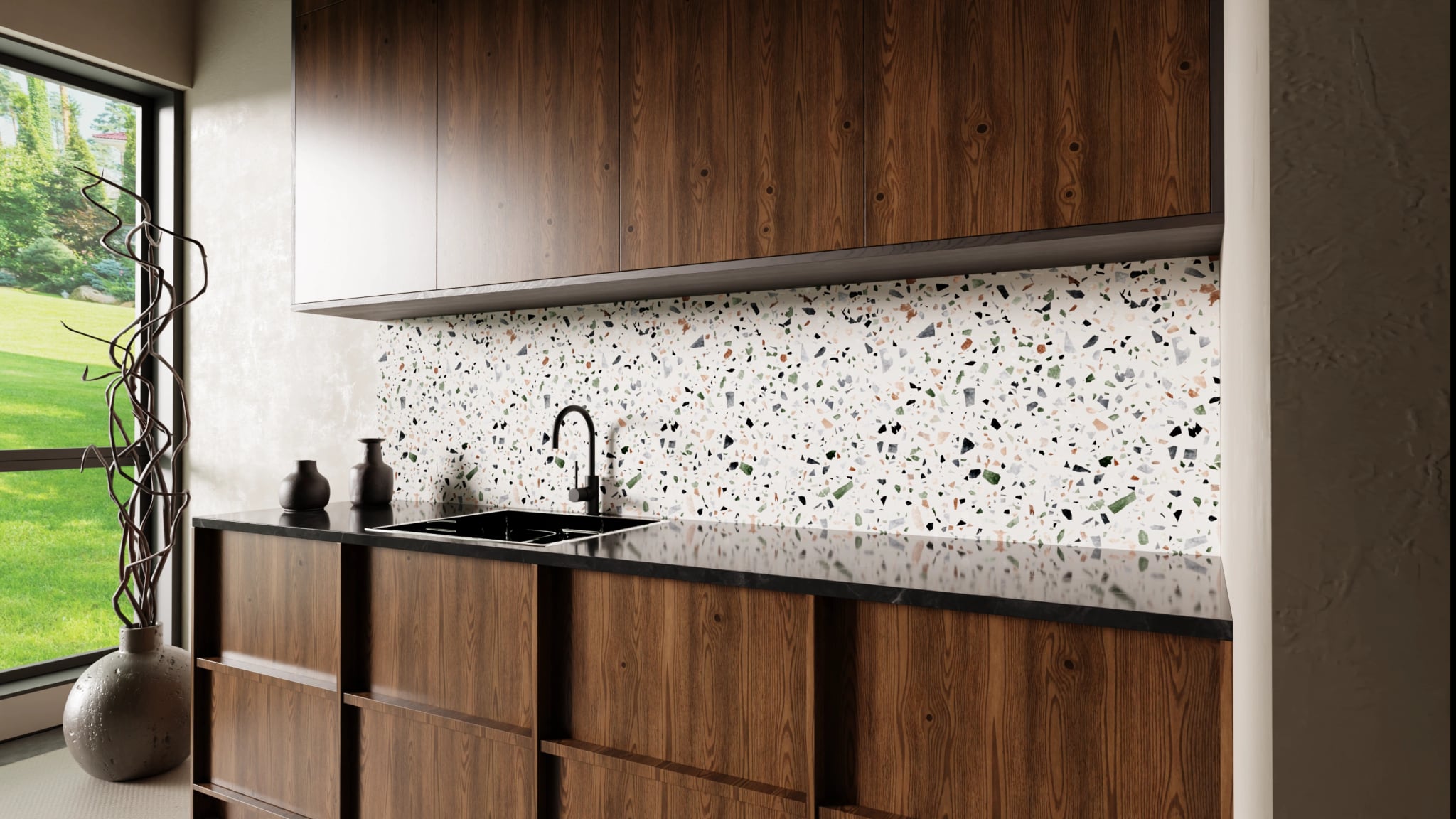 Küchenrückwand - Terrazzo Waldgrün – Bild 2