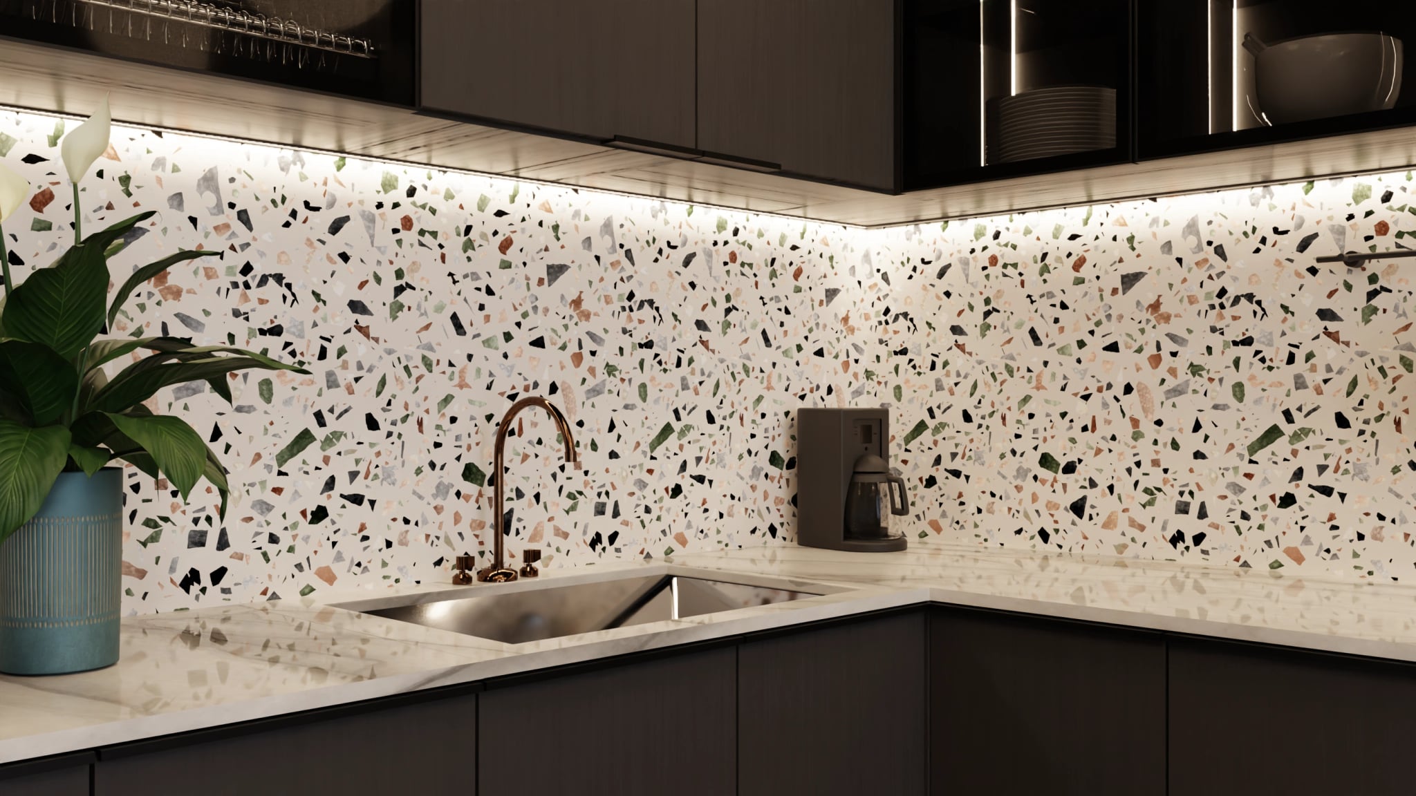 Küchenrückwand - Terrazzo Waldgrün – Bild 5