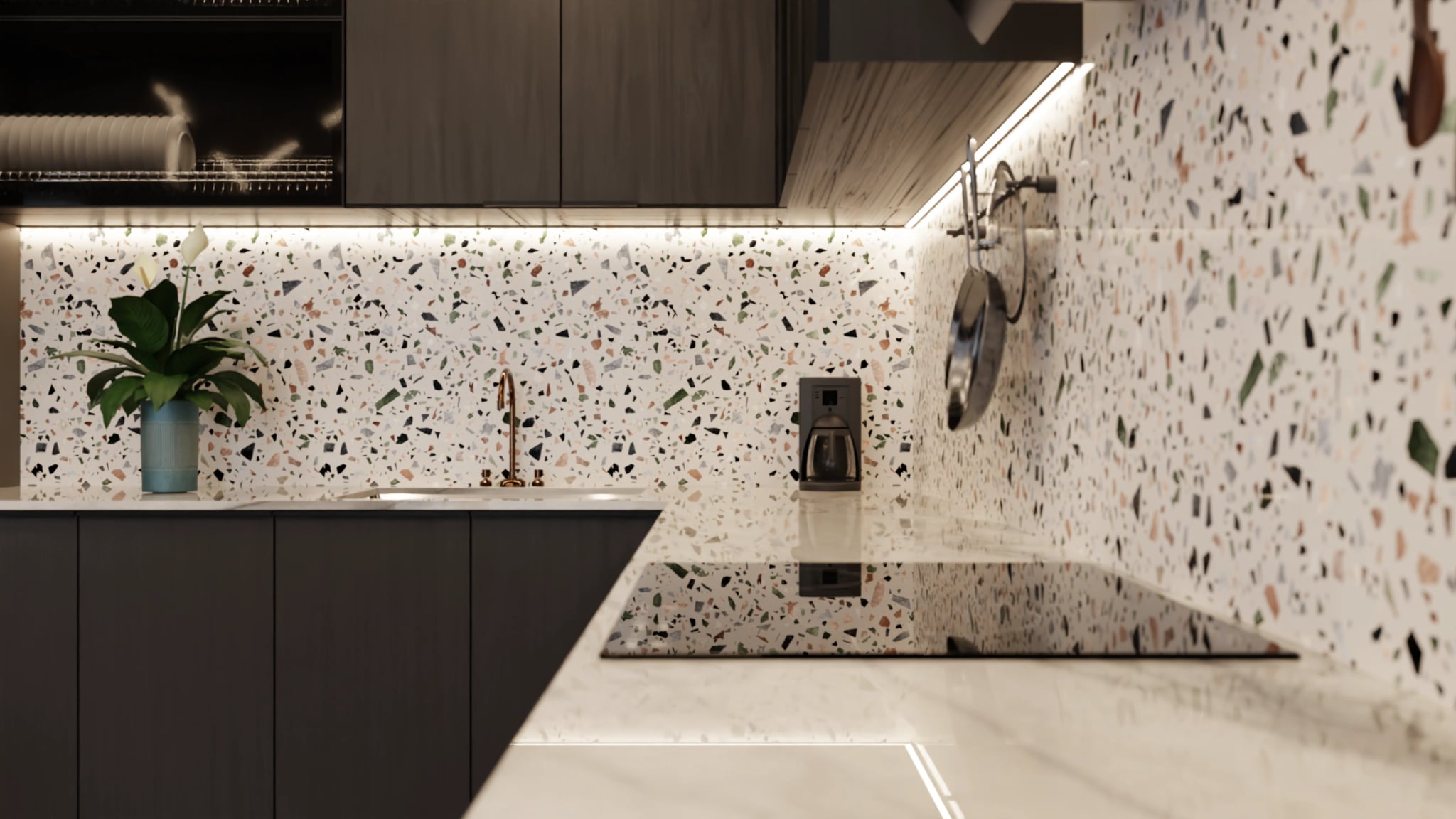 Küchenrückwand - Terrazzo Waldgrün – Bild 6