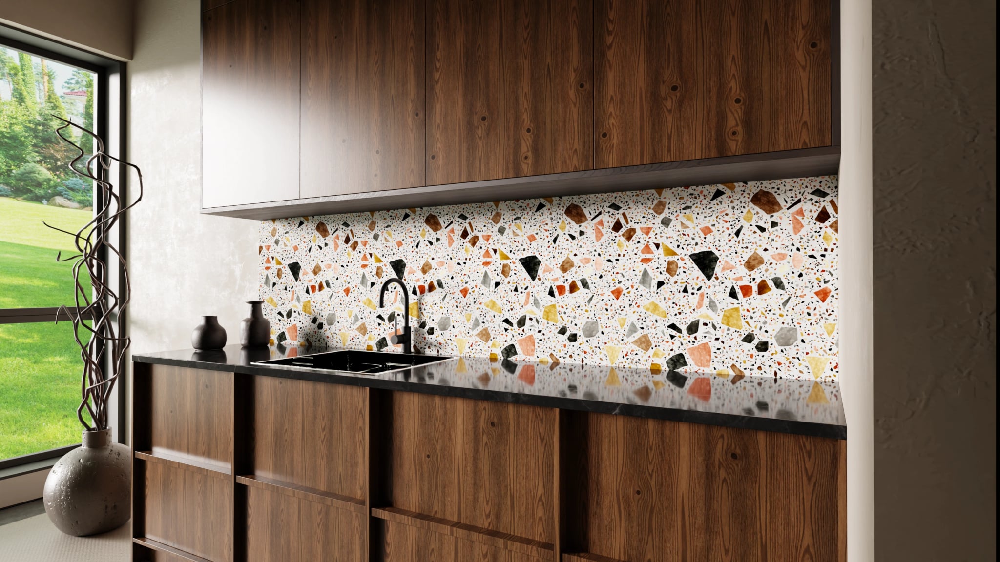 Küchenrückwand - Terrazzo Gold-Terrakotta – Bild 2