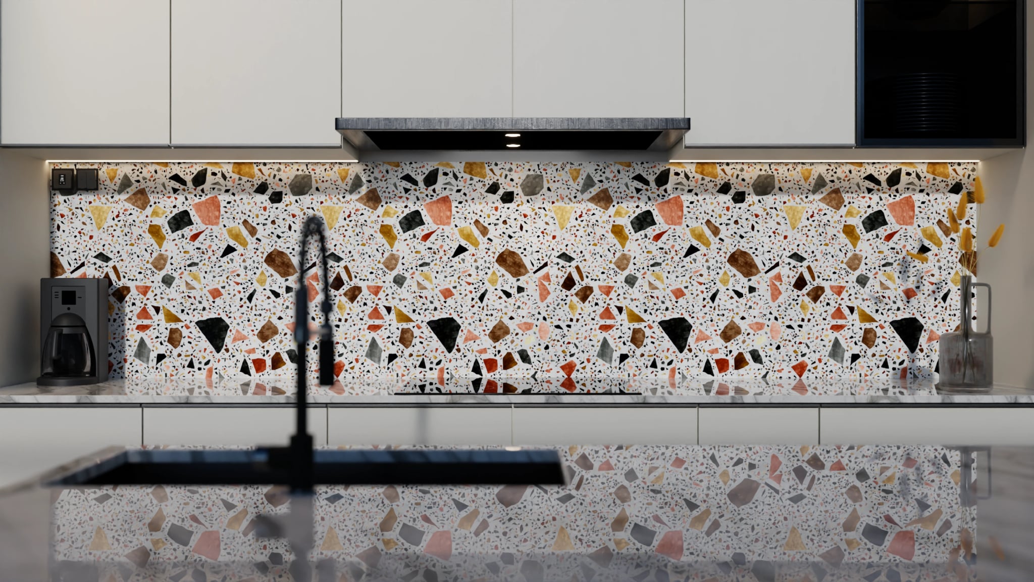 Küchenrückwand - Terrazzo Gold-Terrakotta – Bild 4