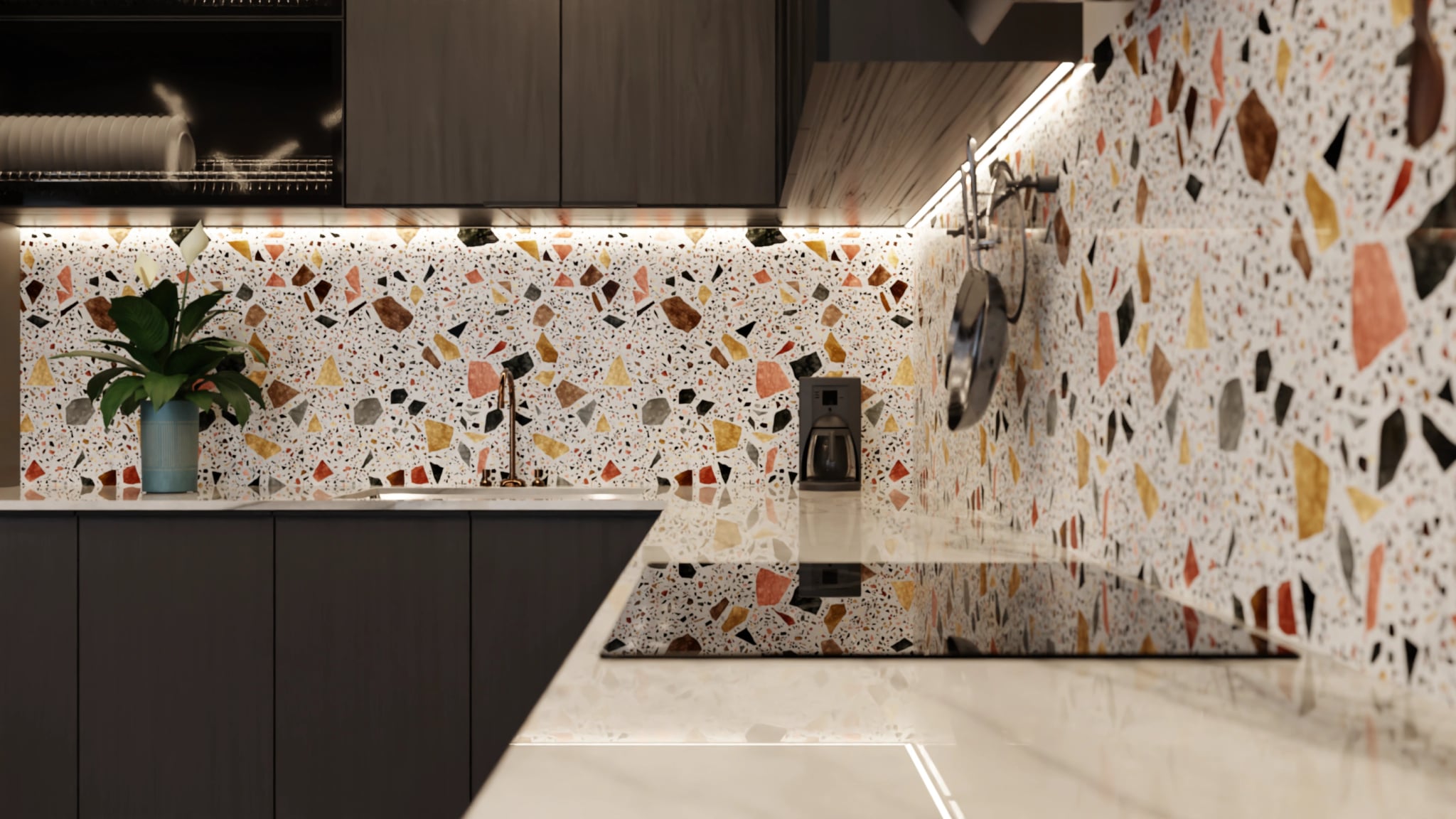 Küchenrückwand - Terrazzo Gold-Terrakotta – Bild 6
