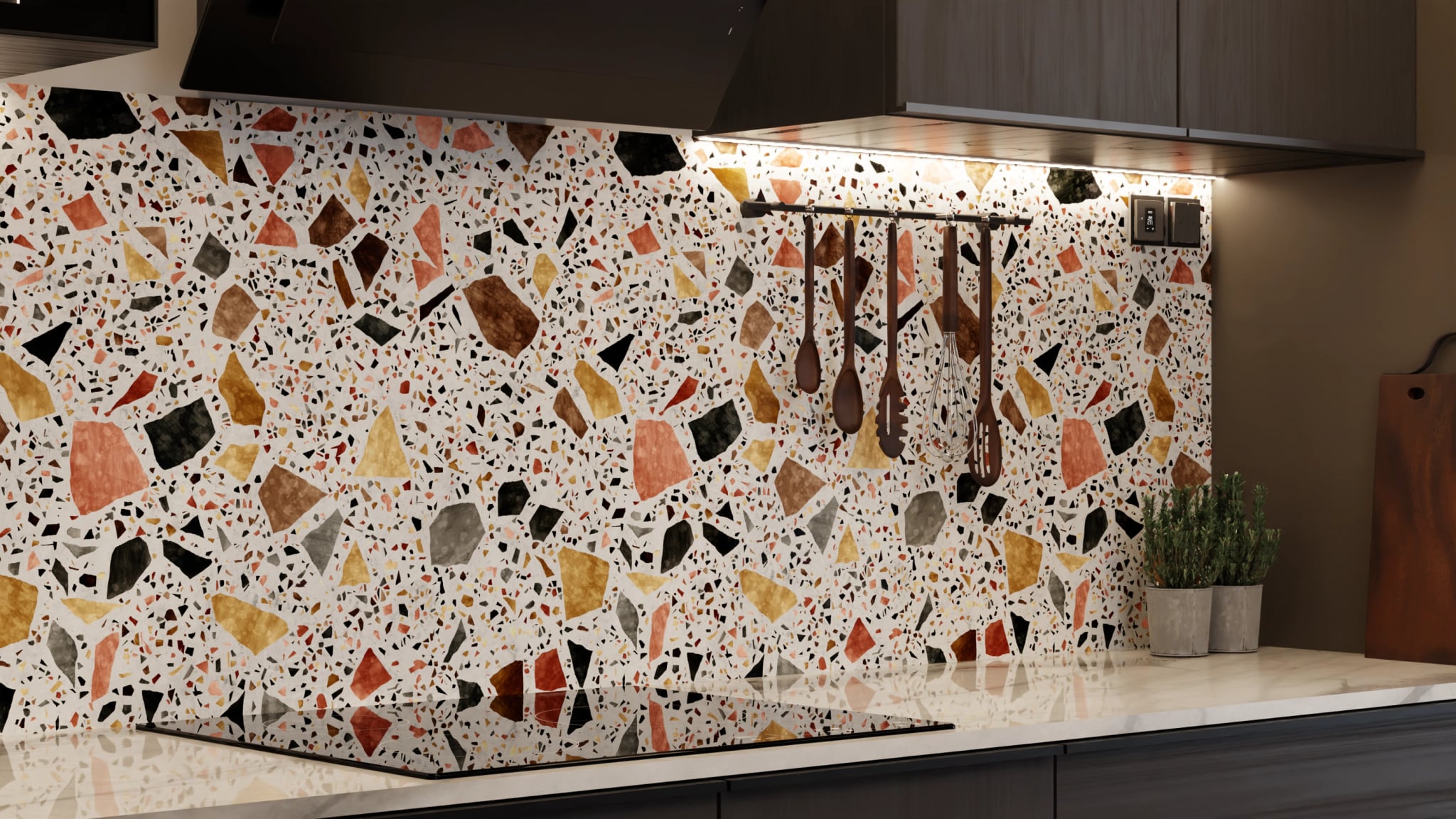 Küchenrückwand - Terrazzo Gold-Terrakotta – Bild 7