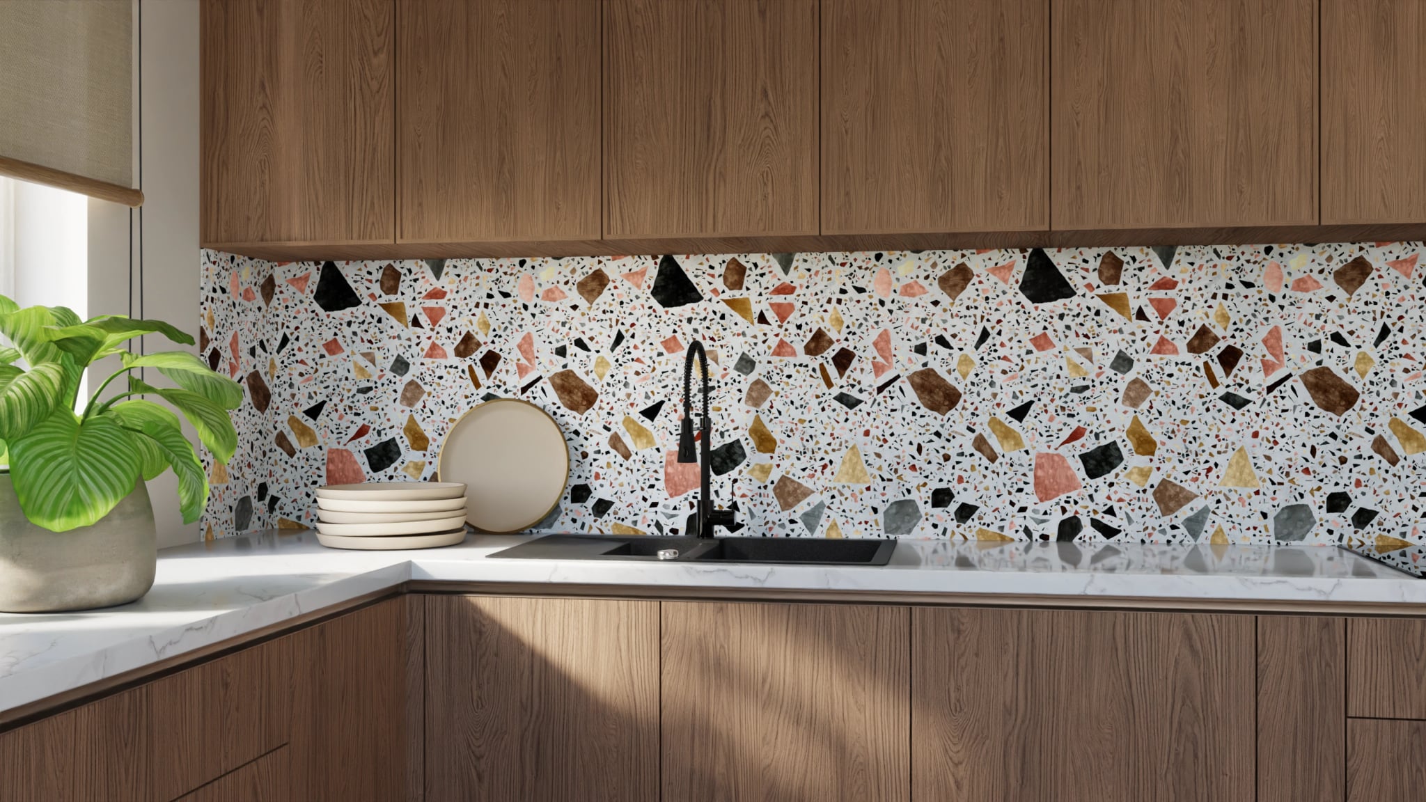 Küchenrückwand - Terrazzo Gold-Terrakotta – Bild 9