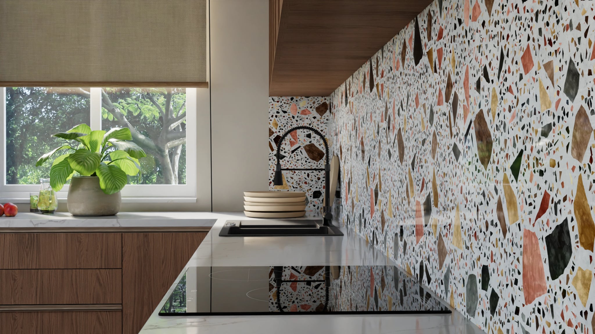 Küchenrückwand - Terrazzo Gold-Terrakotta – Bild 10