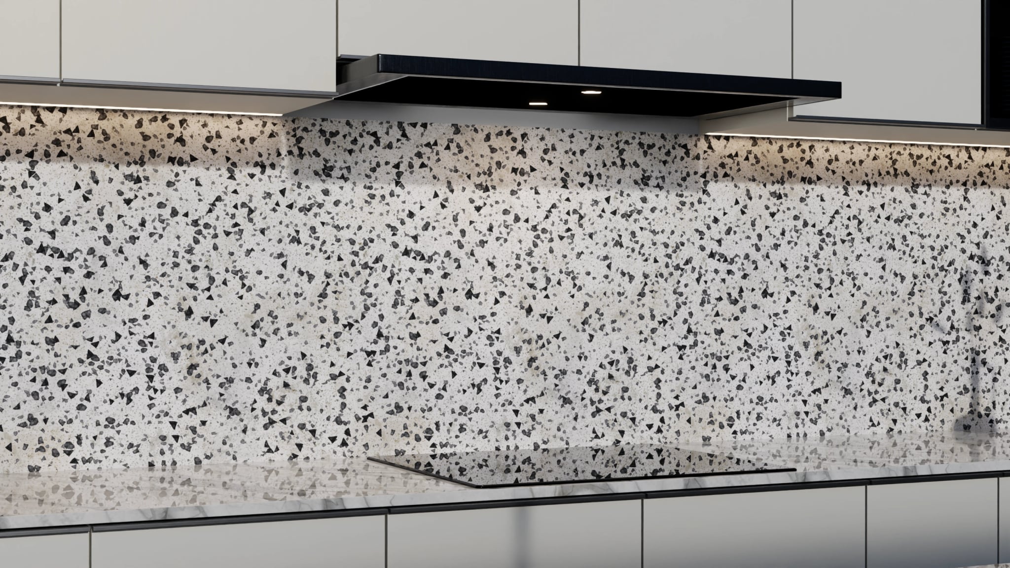 Küchenrückwand - Terrazzo Schwarz-Weiß – Bild 3