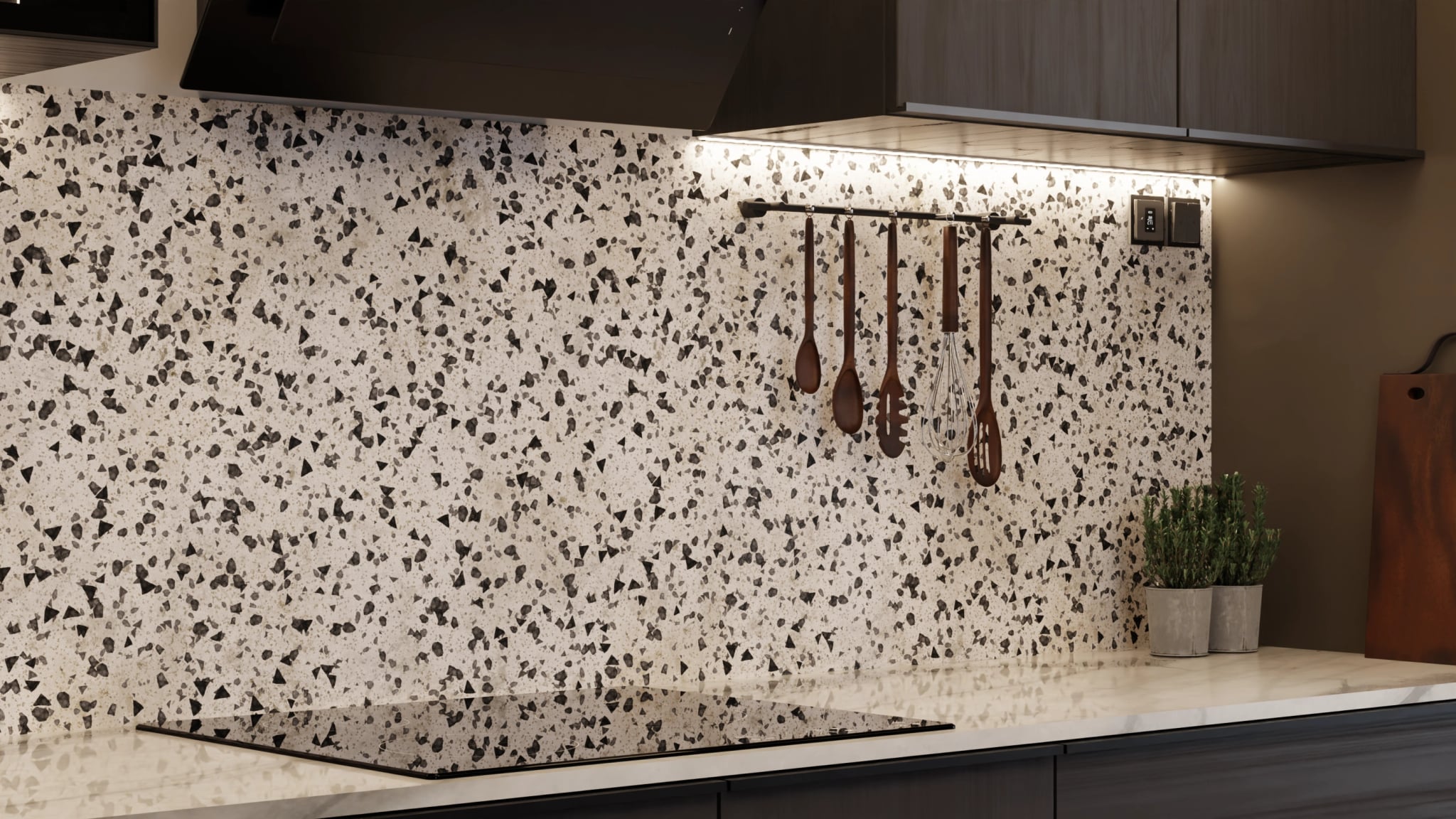 Küchenrückwand - Terrazzo Schwarz-Weiß – Bild 7