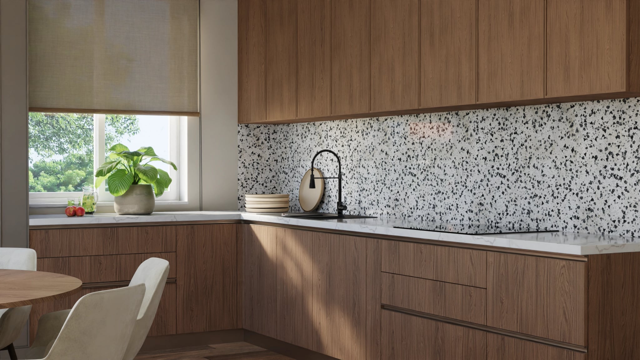 Küchenrückwand - Terrazzo Schwarz-Weiß – Bild 8