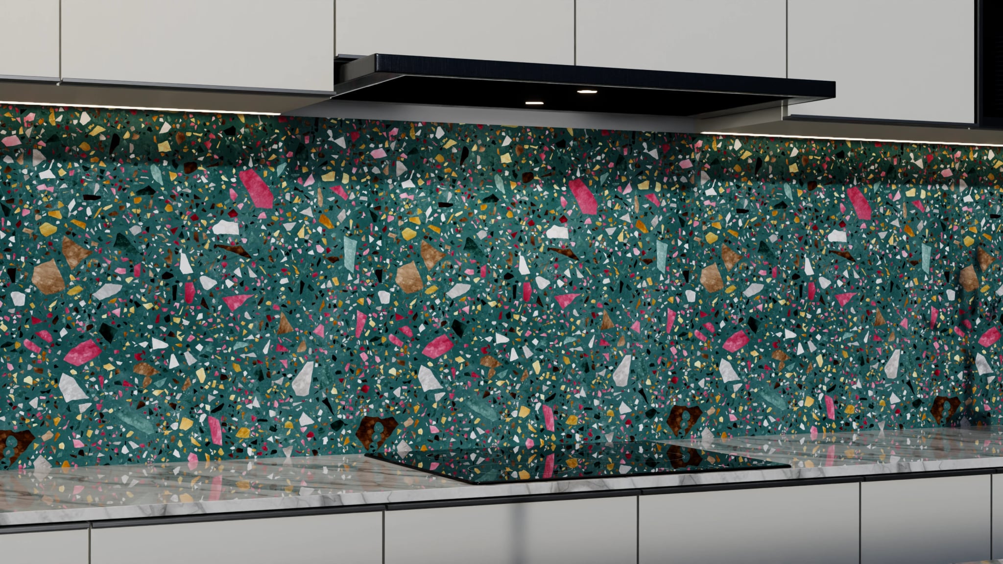 Küchenrückwand - Terrazzo Petrol Bunt – Bild 3