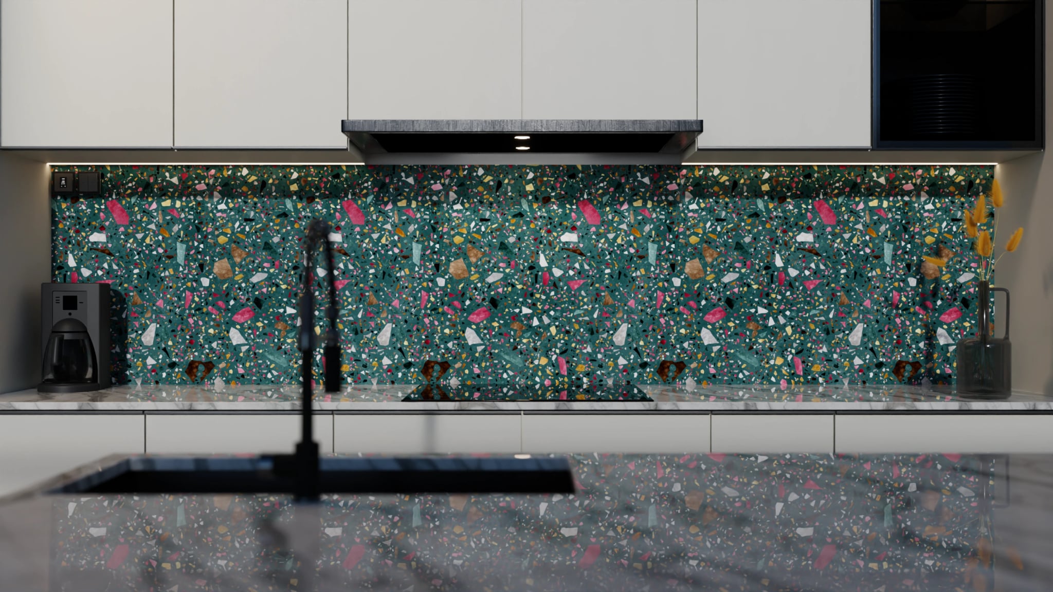 Küchenrückwand - Terrazzo Petrol Bunt – Bild 4