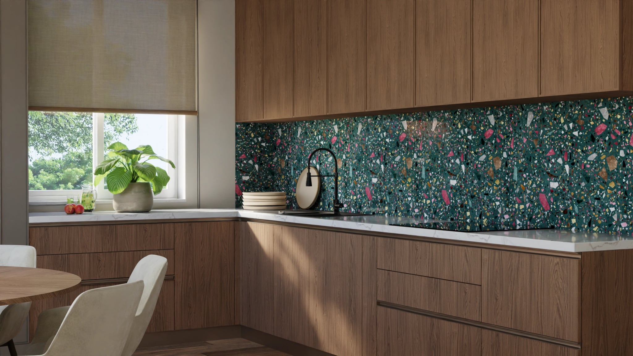 Küchenrückwand - Terrazzo Petrol Bunt – Bild 8