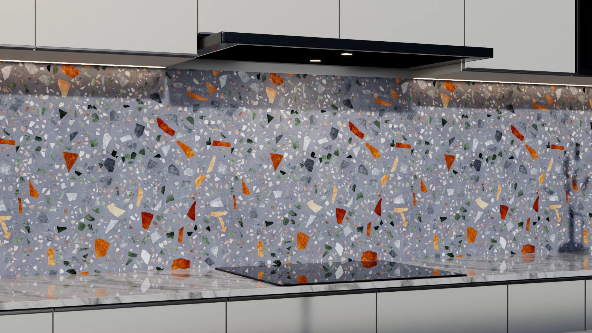 Küchenrückwand - Terrazzo Grau-Orange – Bild 3