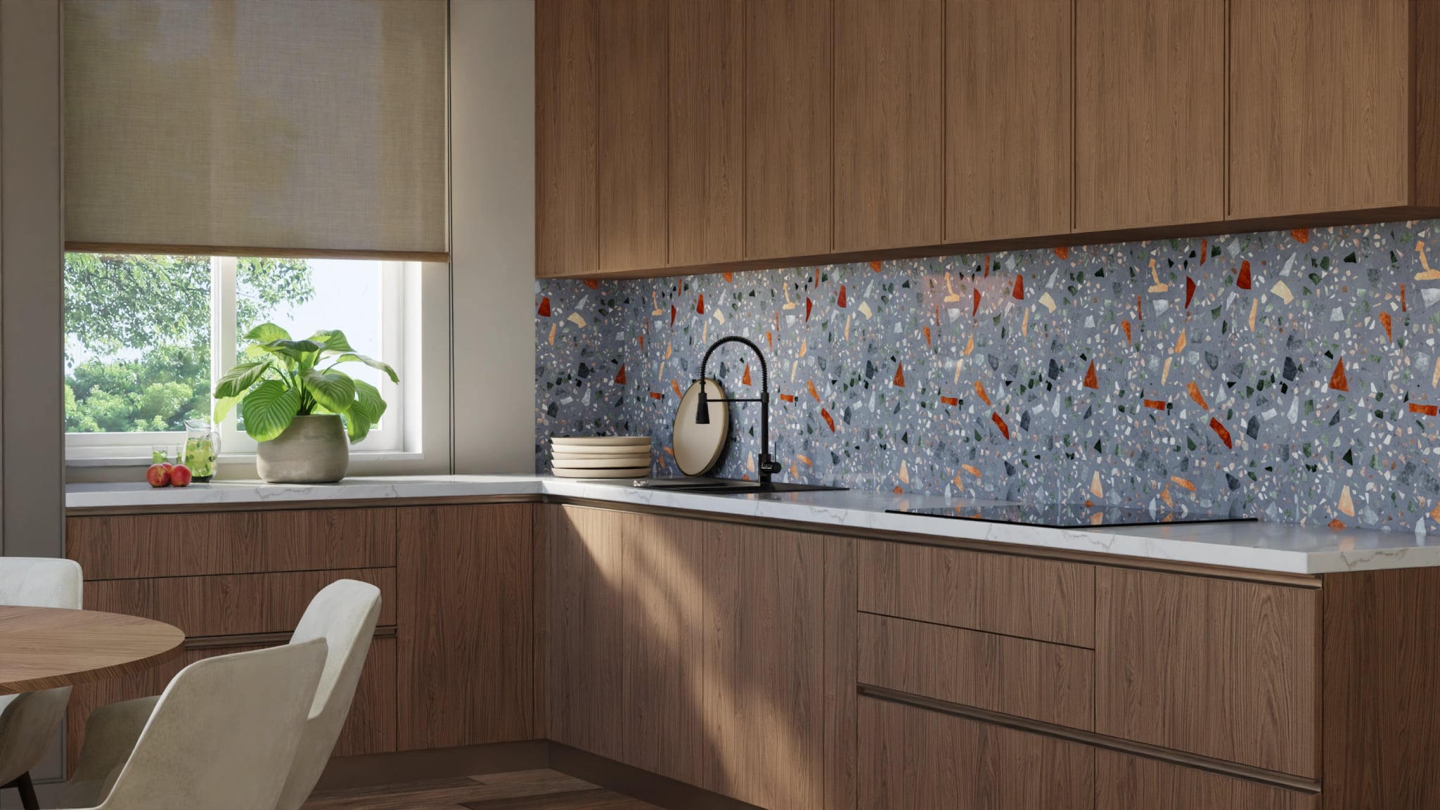 Küchenrückwand - Terrazzo Grau-Orange – Bild 8