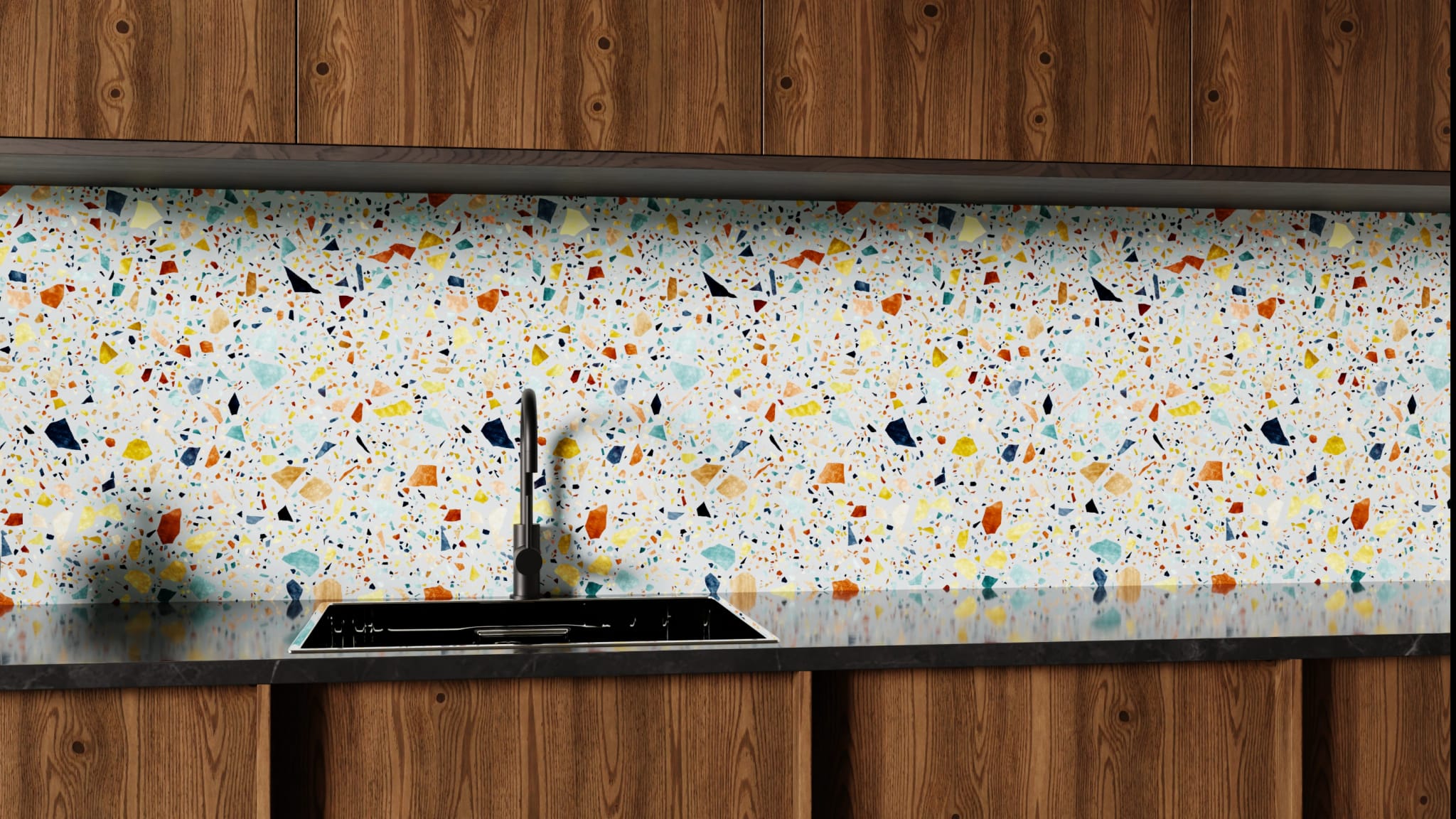 Küchenrückwand - Terrazzo Konfetti Salbei
