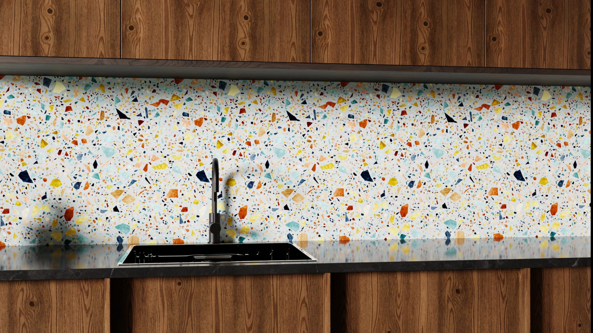 Küchenrückwand - Terrazzo Konfetti Salbei – Bild 1