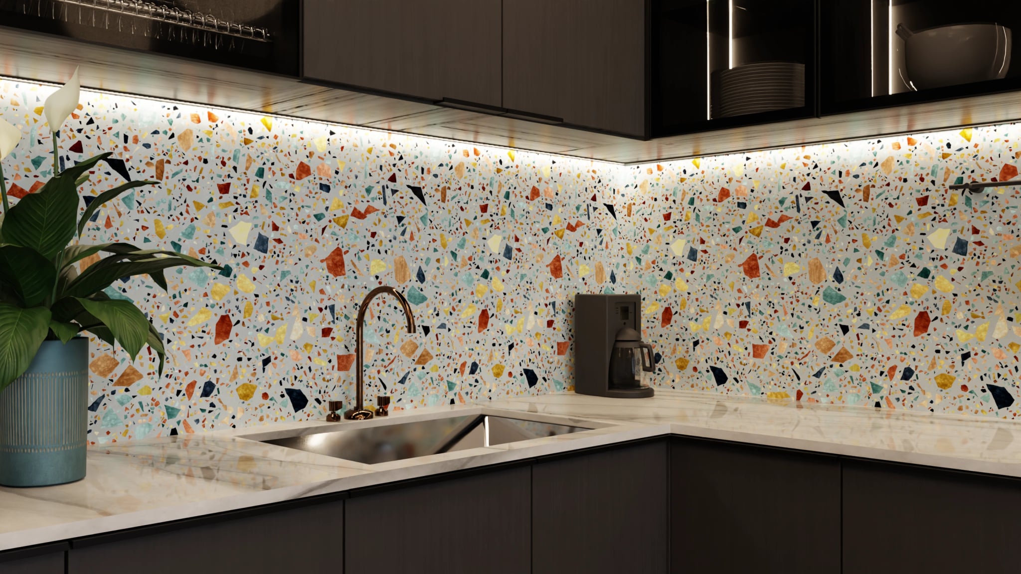 Küchenrückwand - Terrazzo Konfetti Salbei – Bild 5