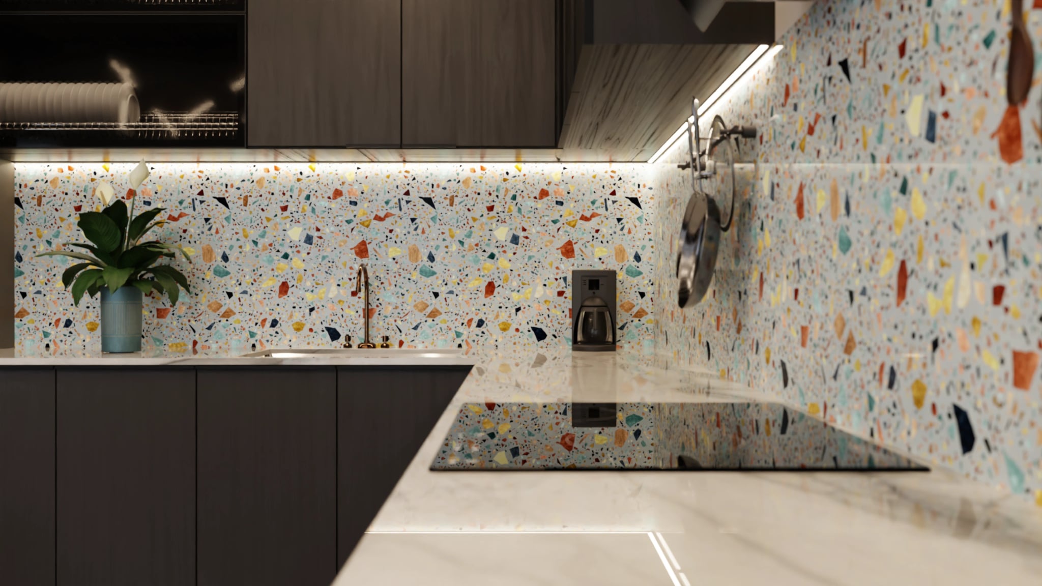 Küchenrückwand - Terrazzo Konfetti Salbei – Bild 6