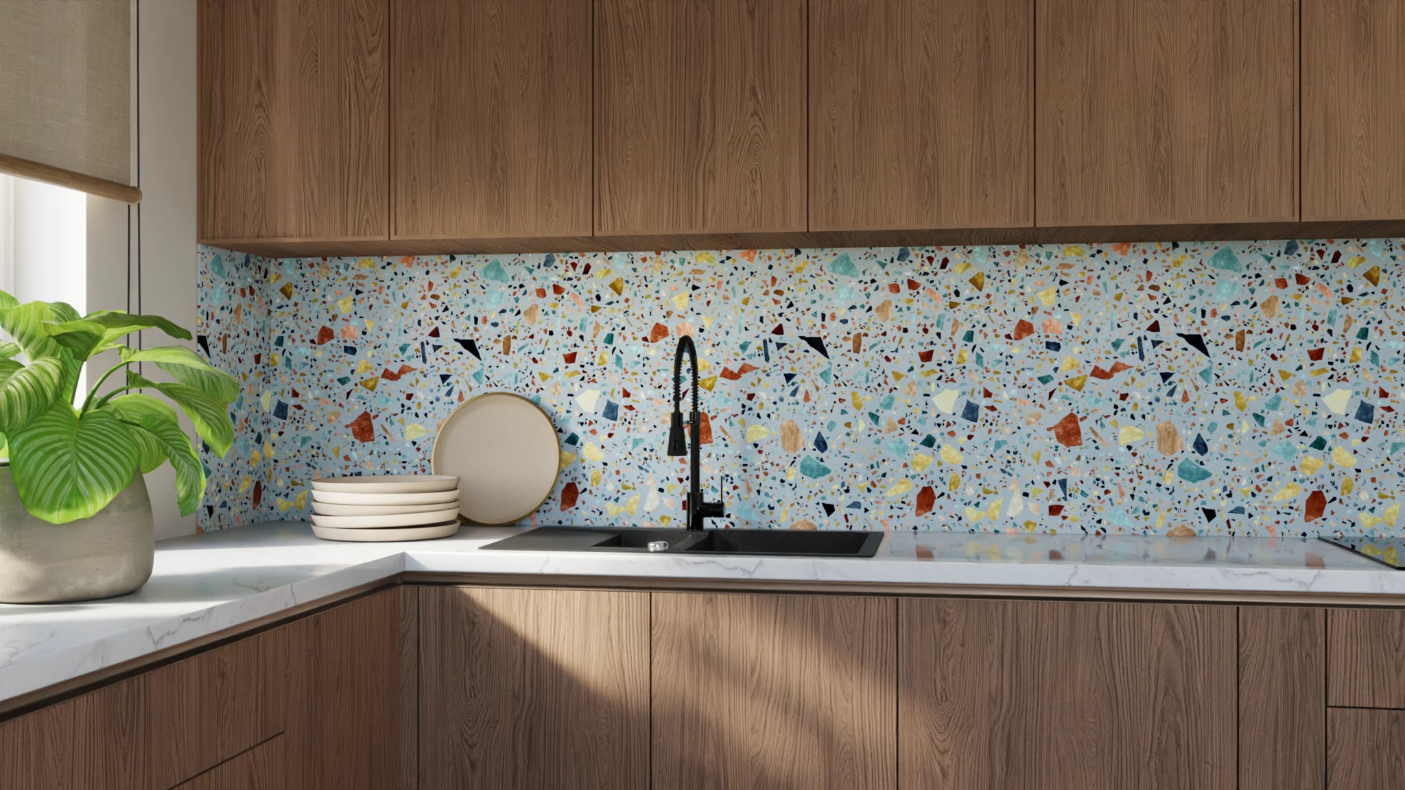 Küchenrückwand - Terrazzo Konfetti Salbei – Bild 9