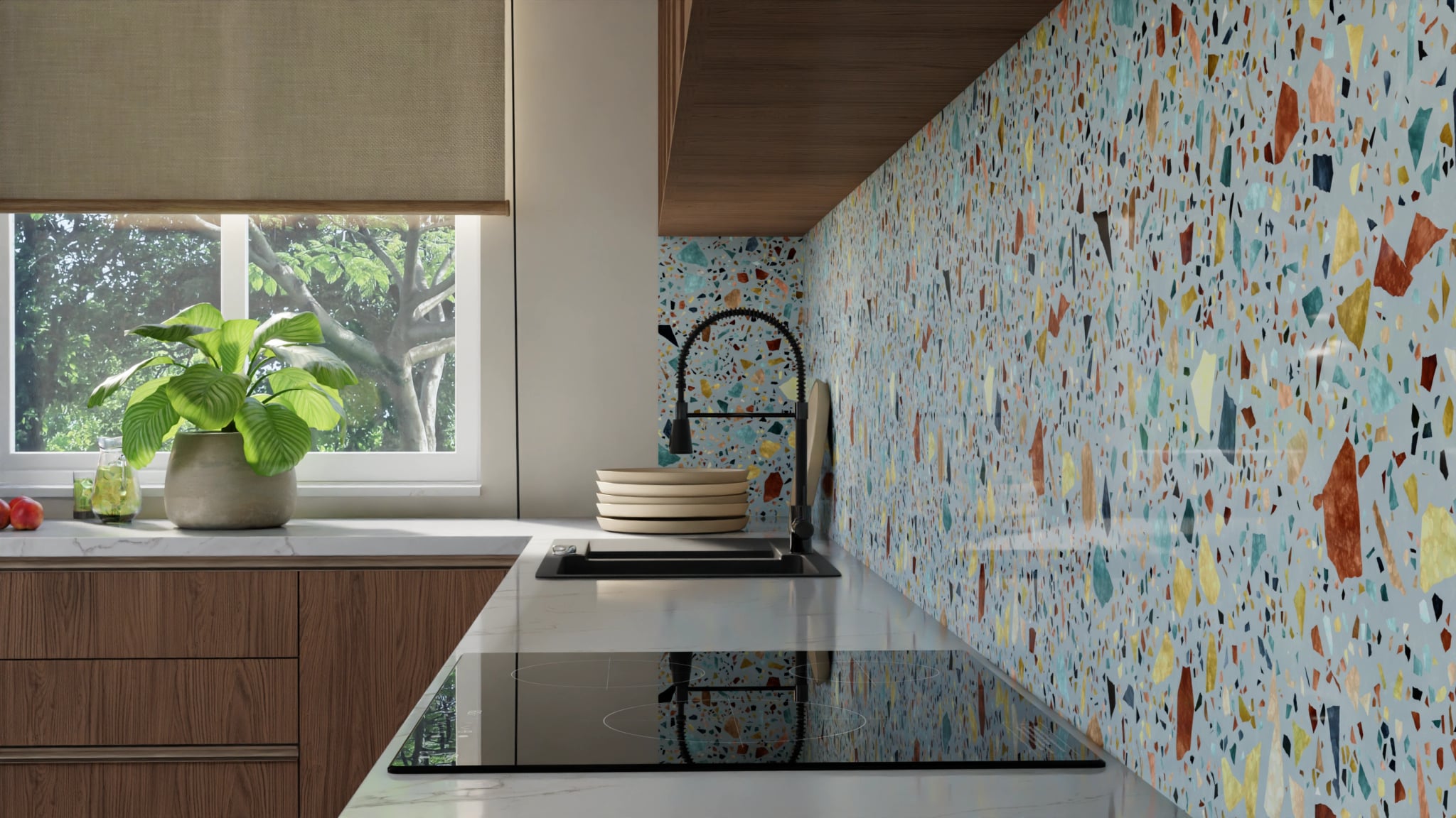 Küchenrückwand - Terrazzo Konfetti Salbei – Bild 10