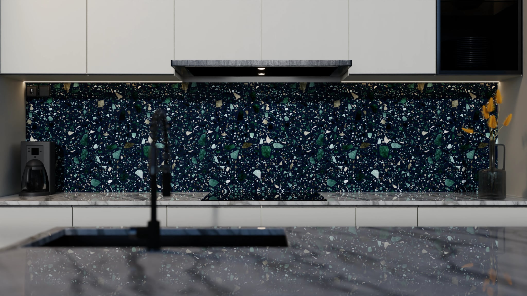 Küchenrückwand - Terrazzo Nachtblau – Bild 4